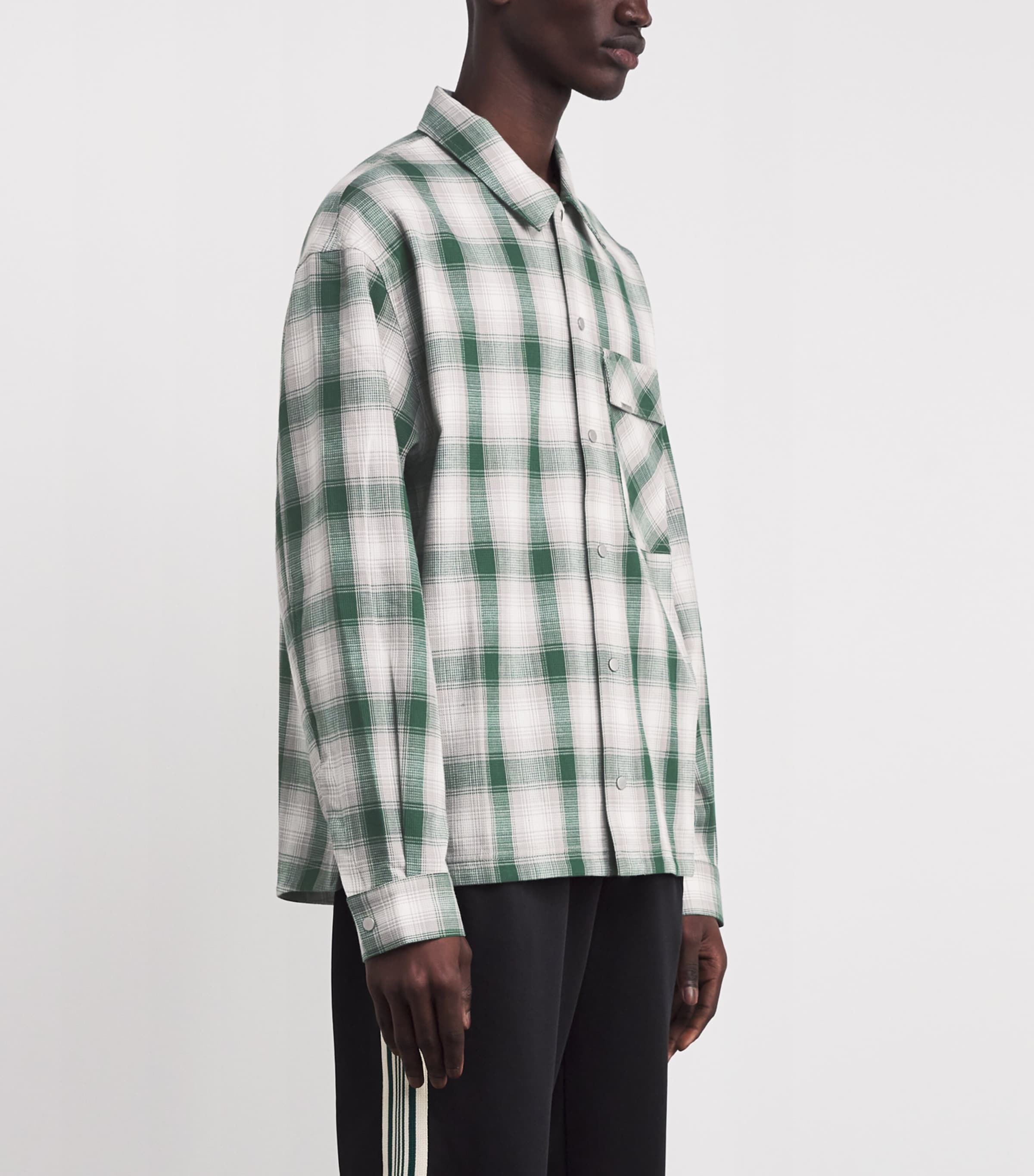 Cotton Check Flannel Shirt DARK GREEN Image 3