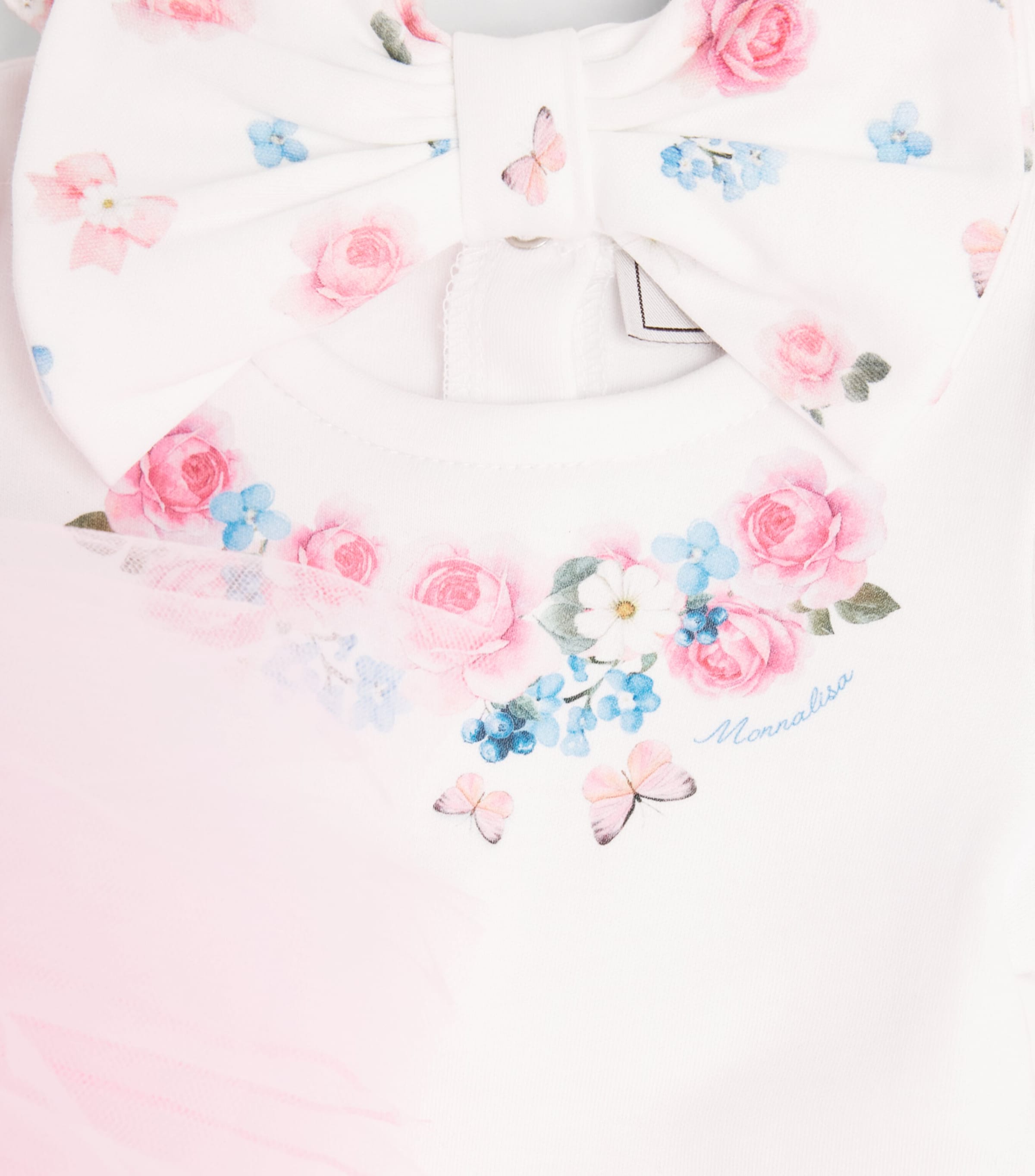Monnalisa Printed Bodysuit, Skirt and Headband Set (1-9 Months) White+fairytale Pink Image 4