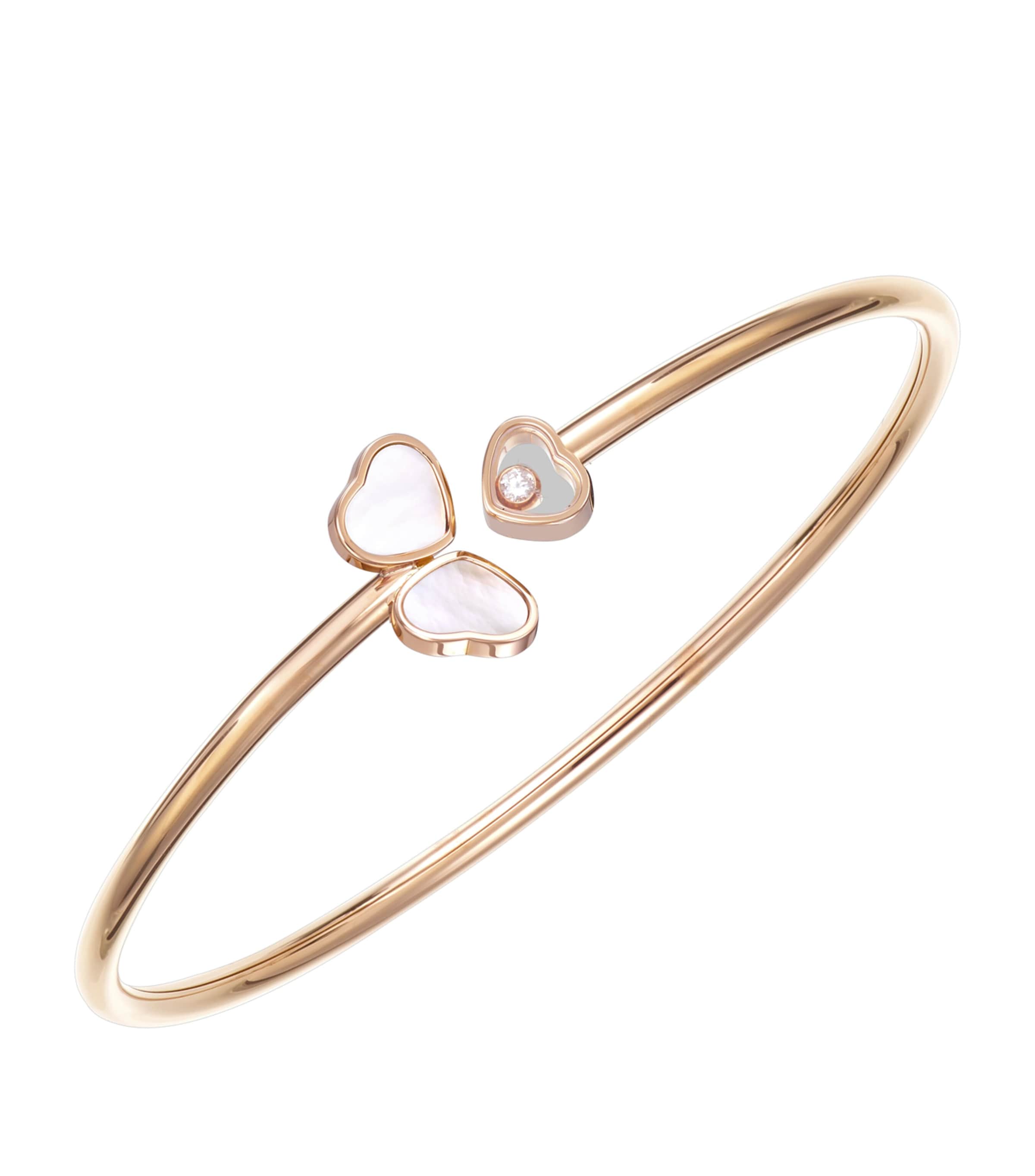 CHOPARD ROSE GOLD AND DIAMOND HAPPY HEARTS BANGLE