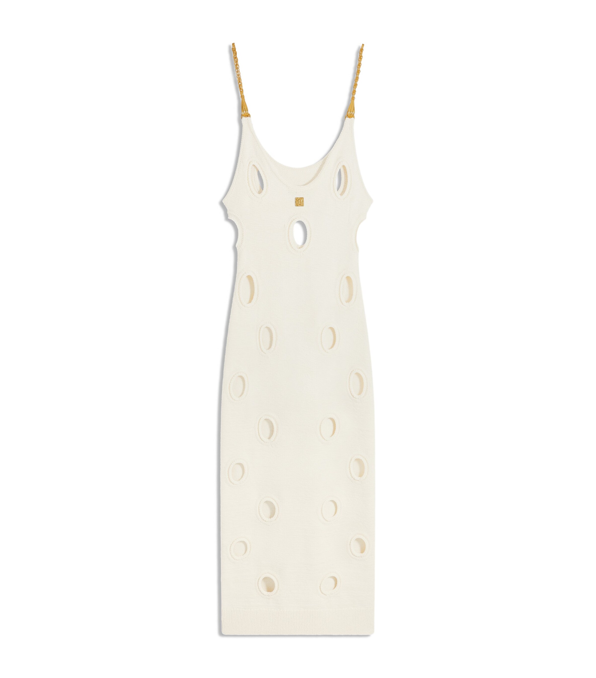 Schiaparelli Womens Knitted Polka-Dot Midi Dress Ecru Image 5