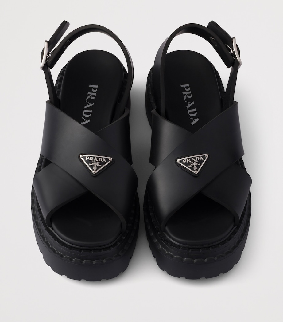 Leather Crossover Platform Sandals 55 F0002 Image 3