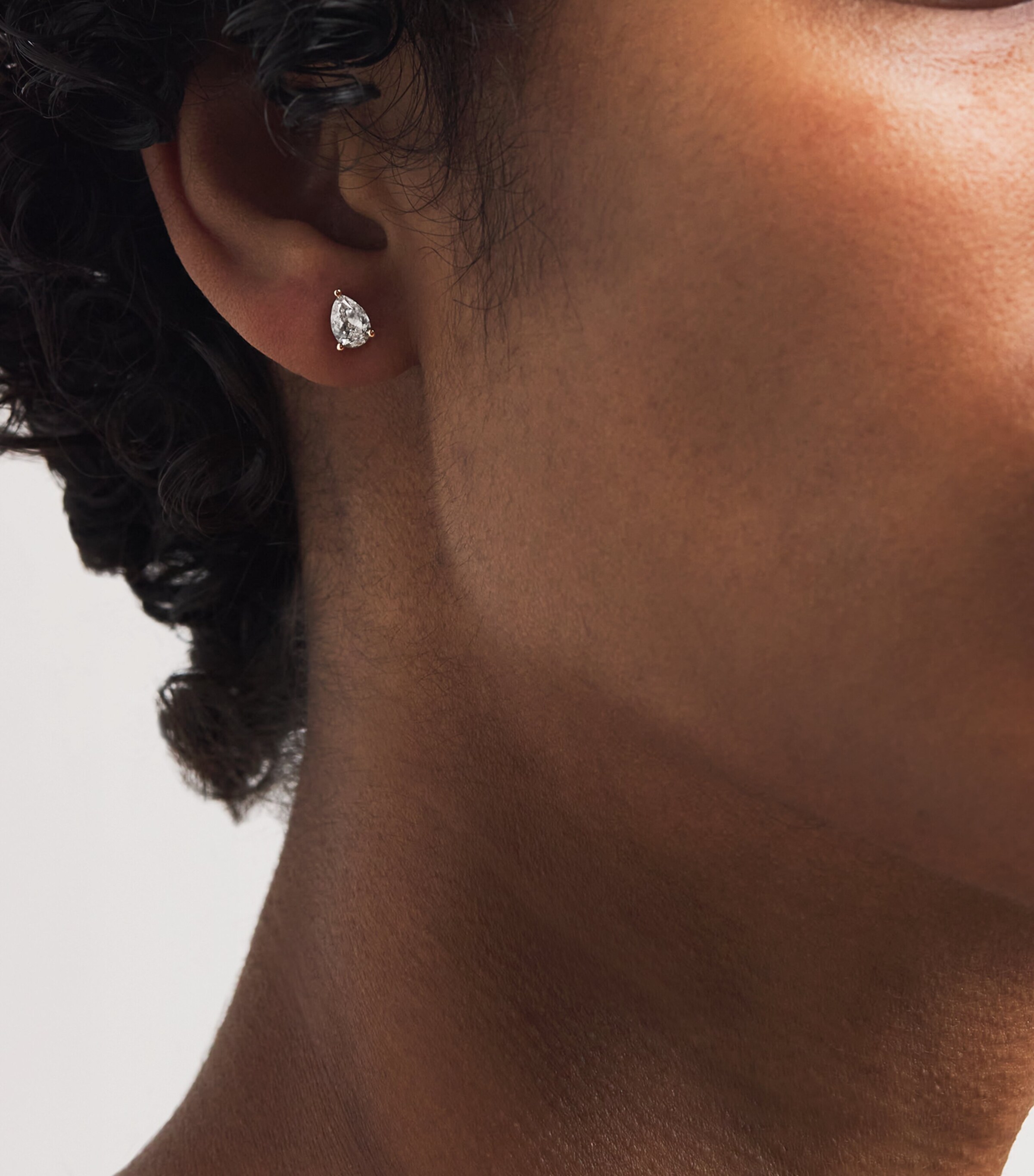 Rose Gold and Diamond Pear Stud Earrings (1.00ctw) ROSE GOLD Image 2