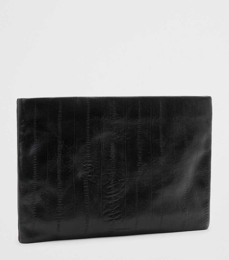 Leather Eel-Embossed Bettina Clutch Bag BLACK Image 2