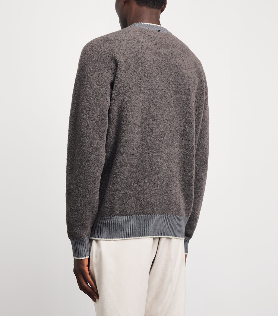 Herno Mens Wool-Blend Crew-Neck Sweater Tortora Image 5