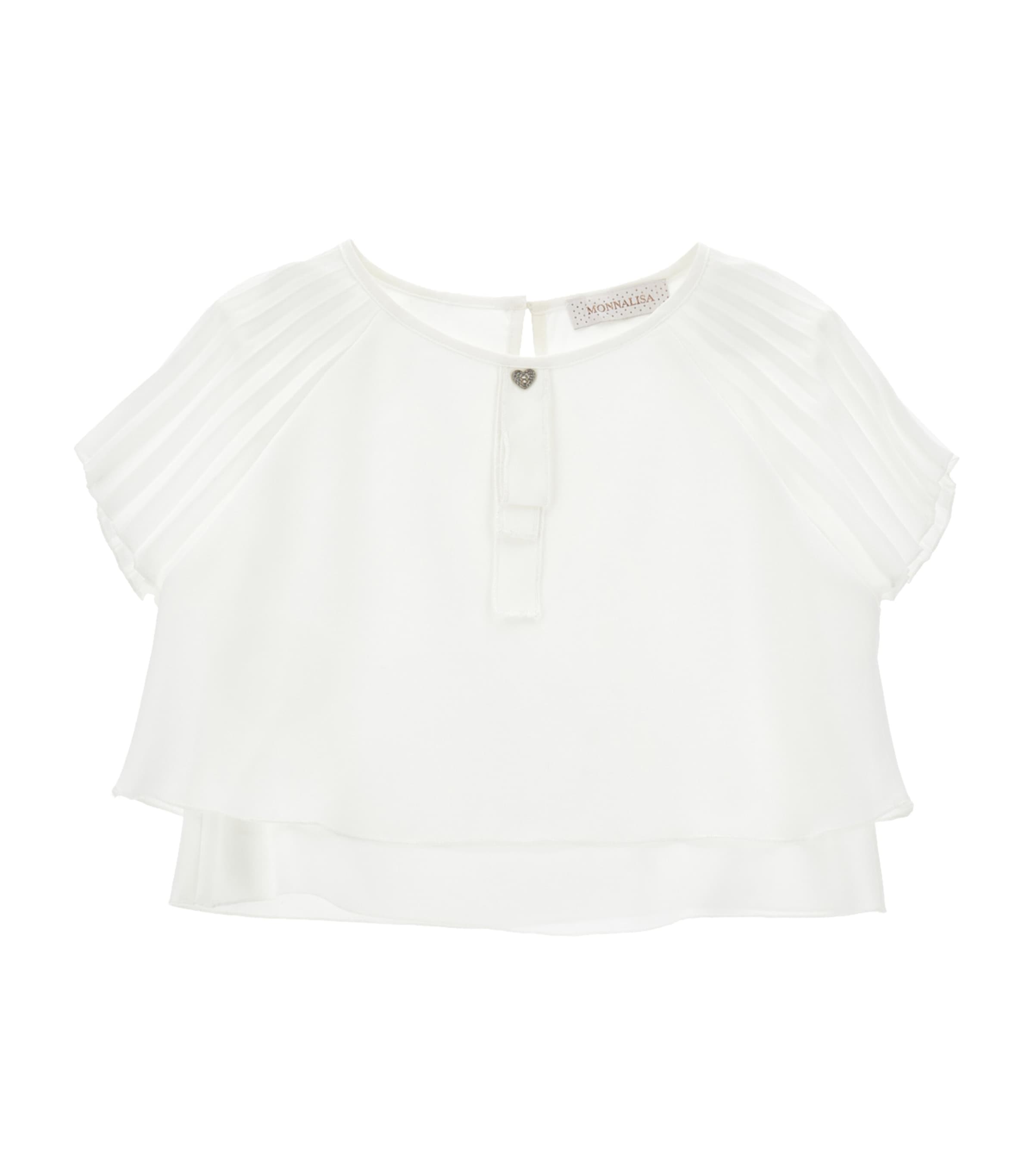 Monnalisa Pleated-sleeve T-shirt In White
