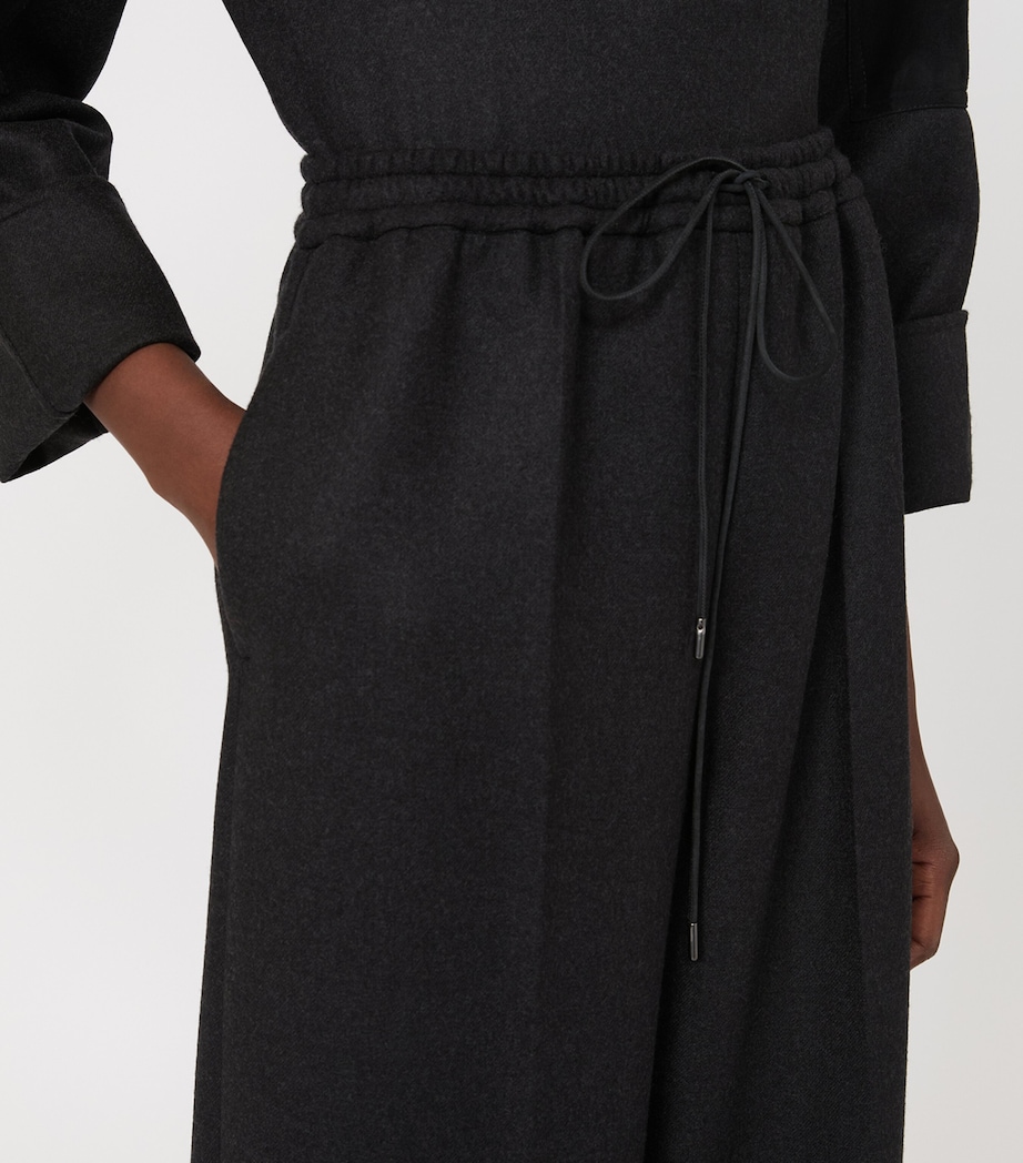 Max Mara Womens Stretch-Virgin Wool Drawstring Trousers Dark Grey Image 4