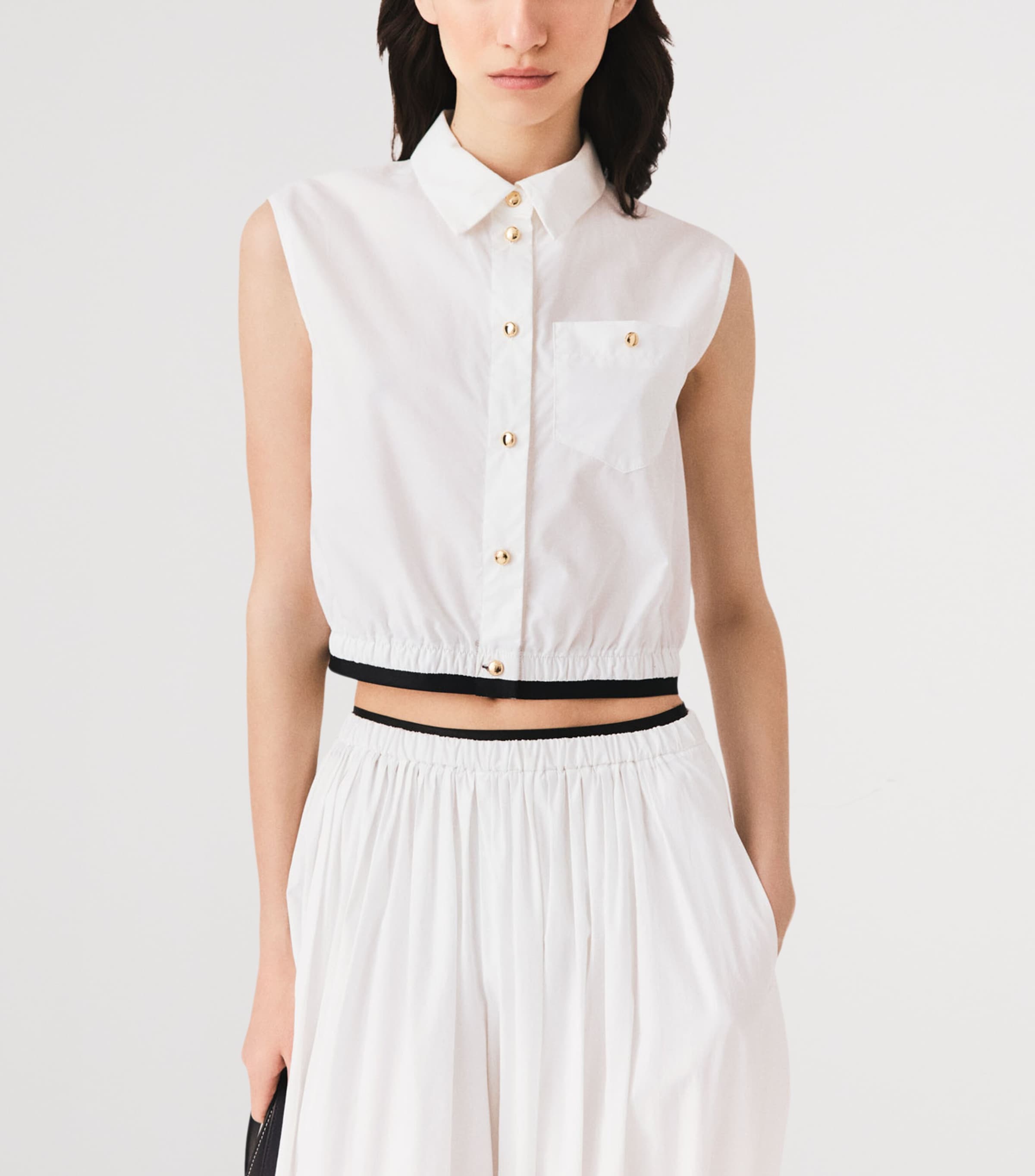 Maje Womens Cotton Sleeveless Shirt White Image 5