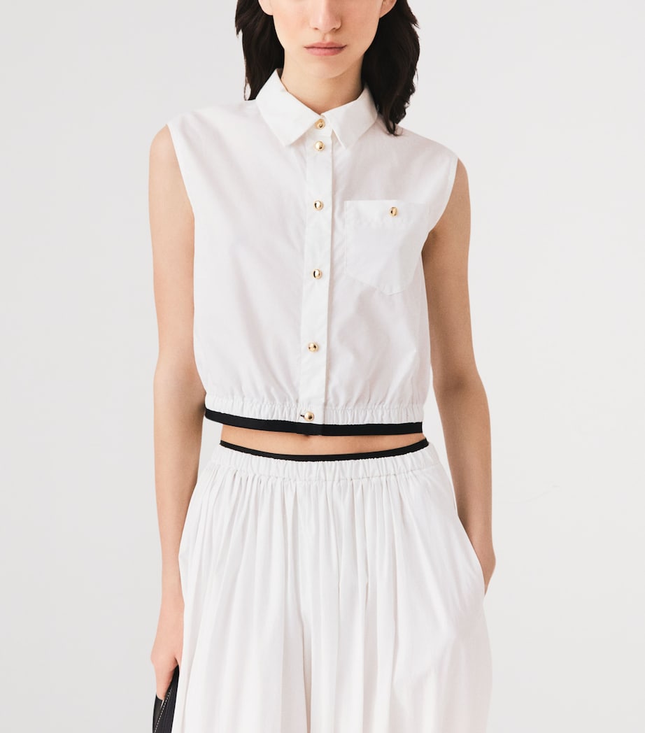 Maje Womens Cotton Sleeveless Shirt White Image 5