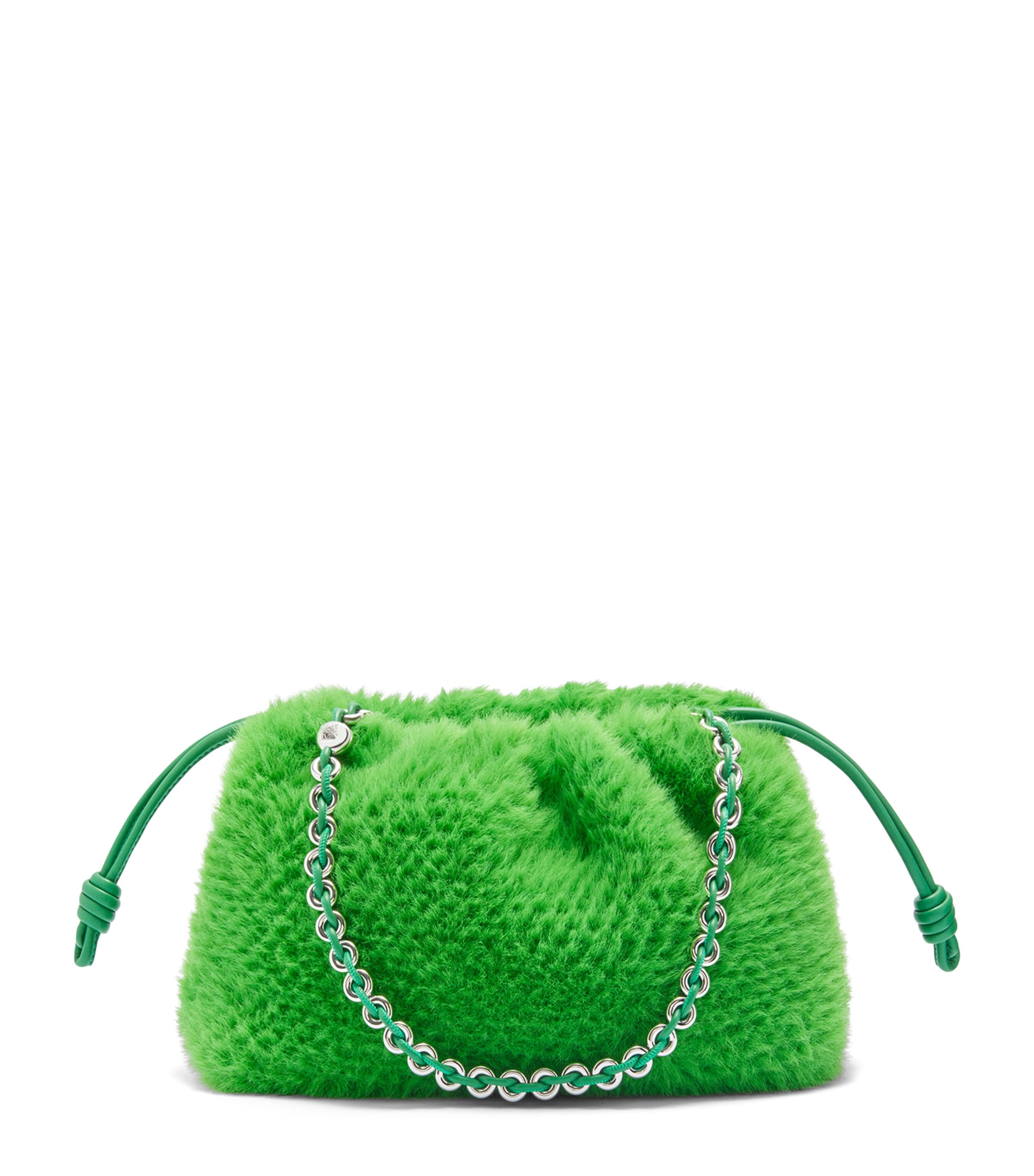 Loewe Medium Brushed Knit Flamenco Purse In Green