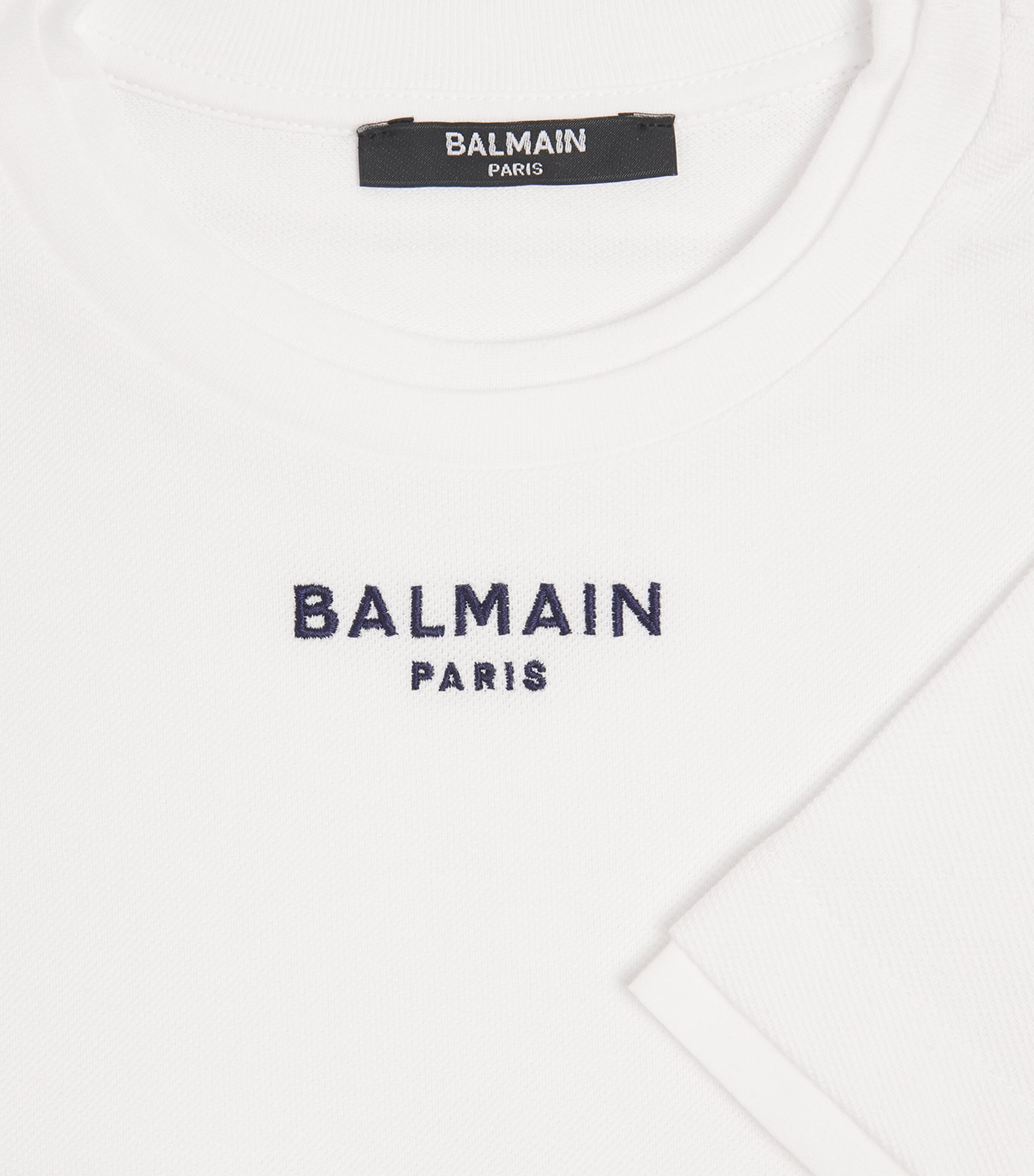 Balmain Kids Cotton Logo T-Shirt (4-14 Years) White/blue Image 3