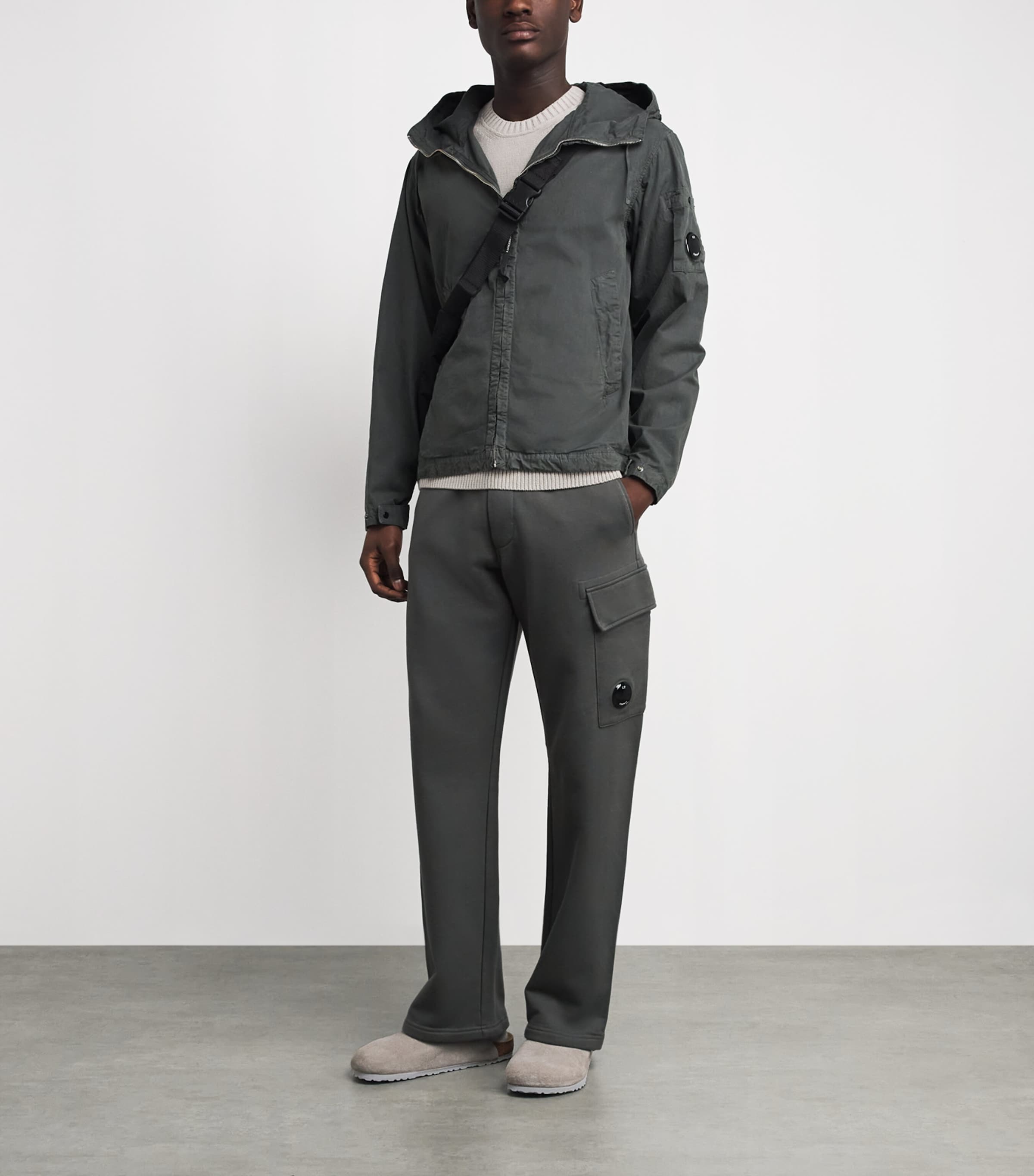 C.P. Company Mens Cotton Poplin Hooded Lens Jacket Gunmetal Image 2