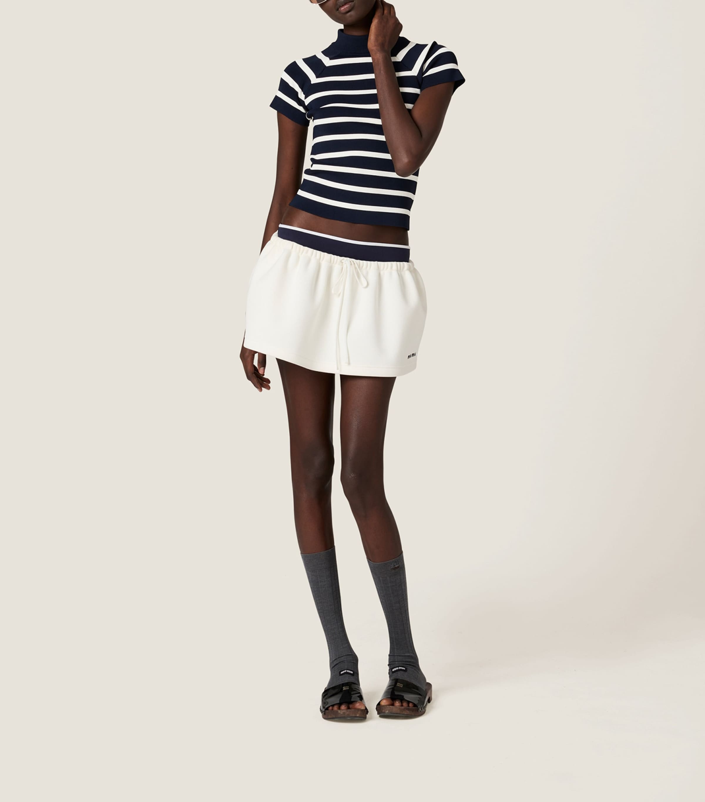 Stripe Short-Sleeve Sweater F0761 Image 2