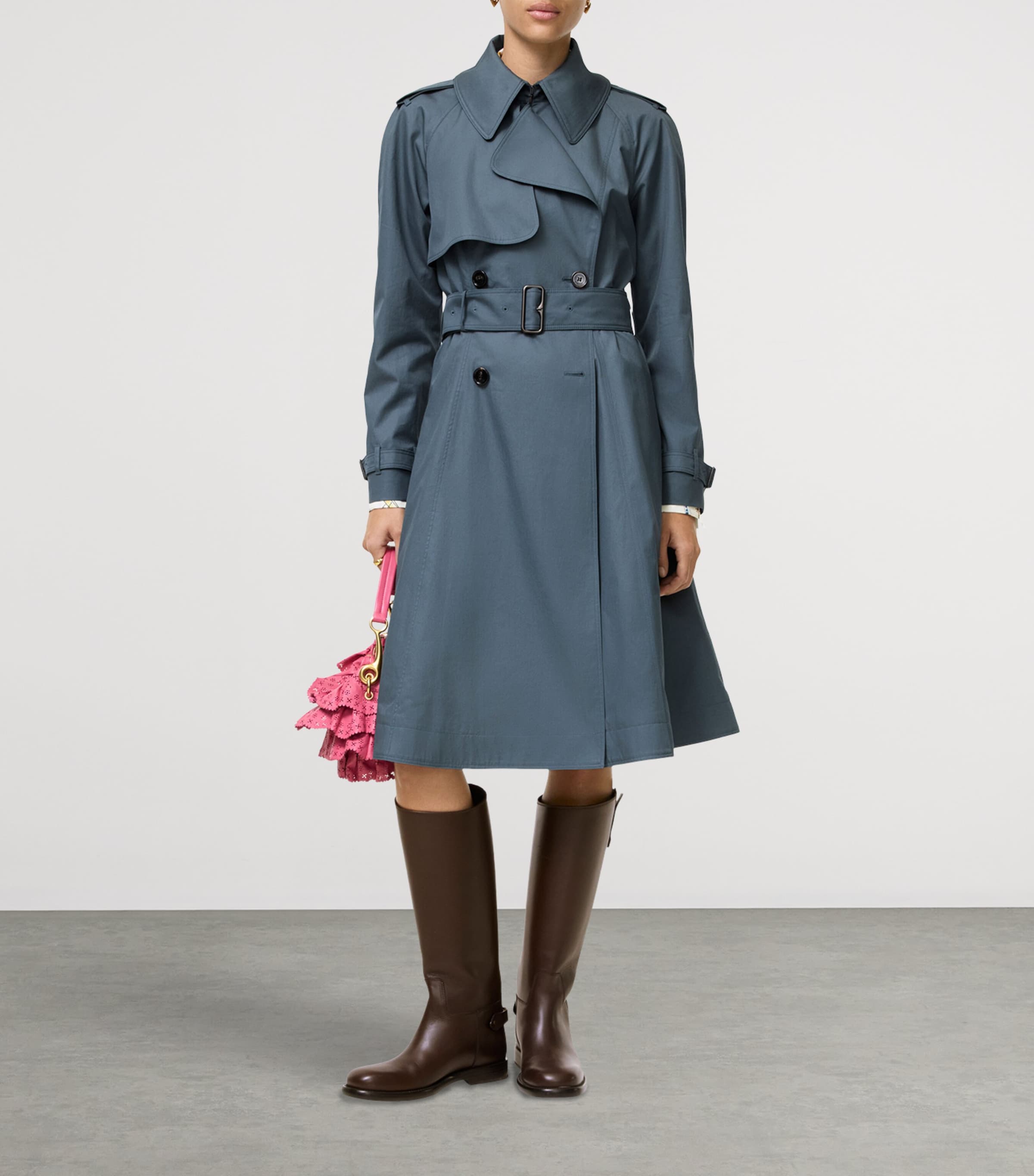 Burberry Blue Long Tropical Gabardine Pembury Trench Coat | Harrods US
