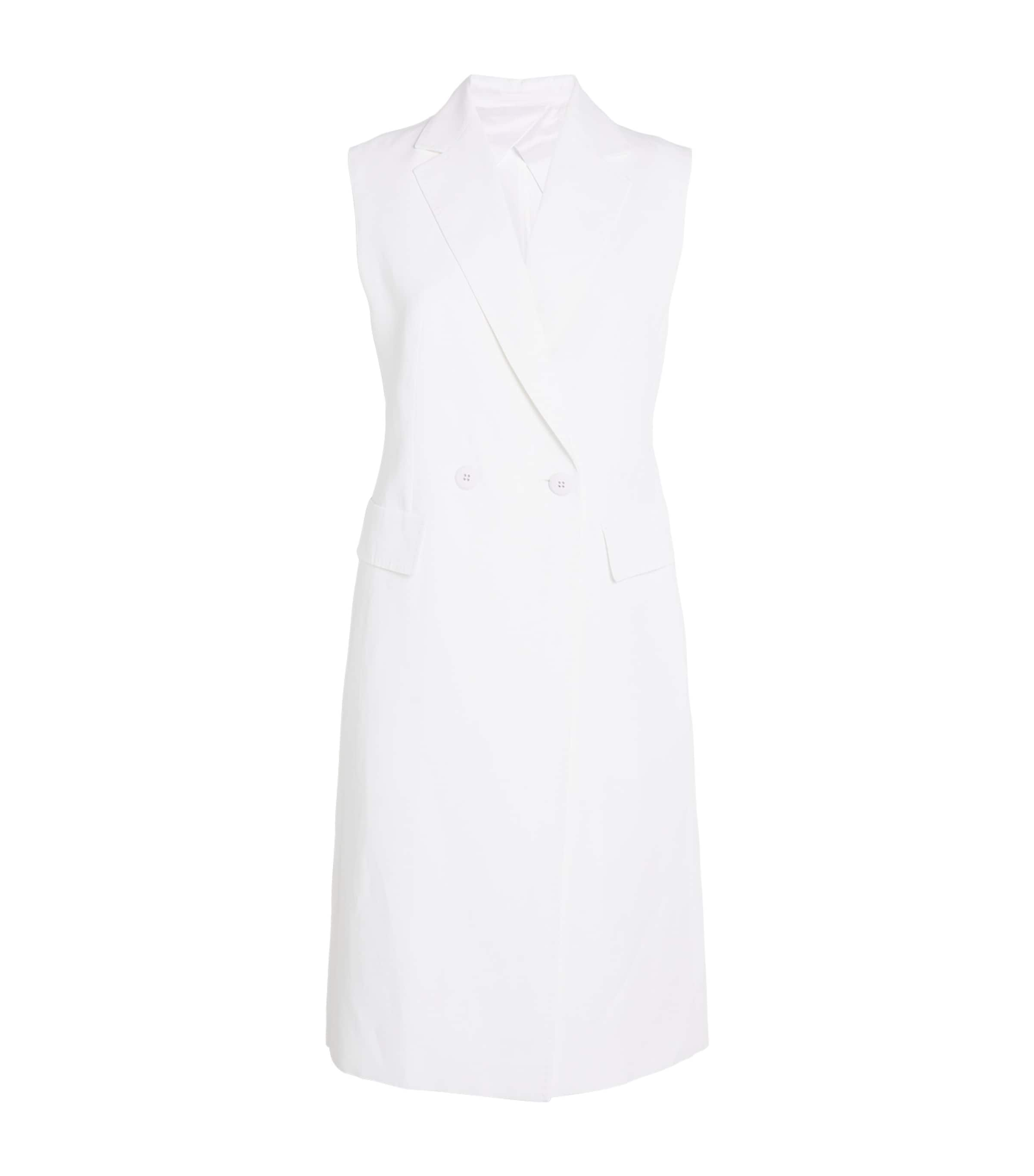 Max Mara Linen Sleeveless Blazer In White