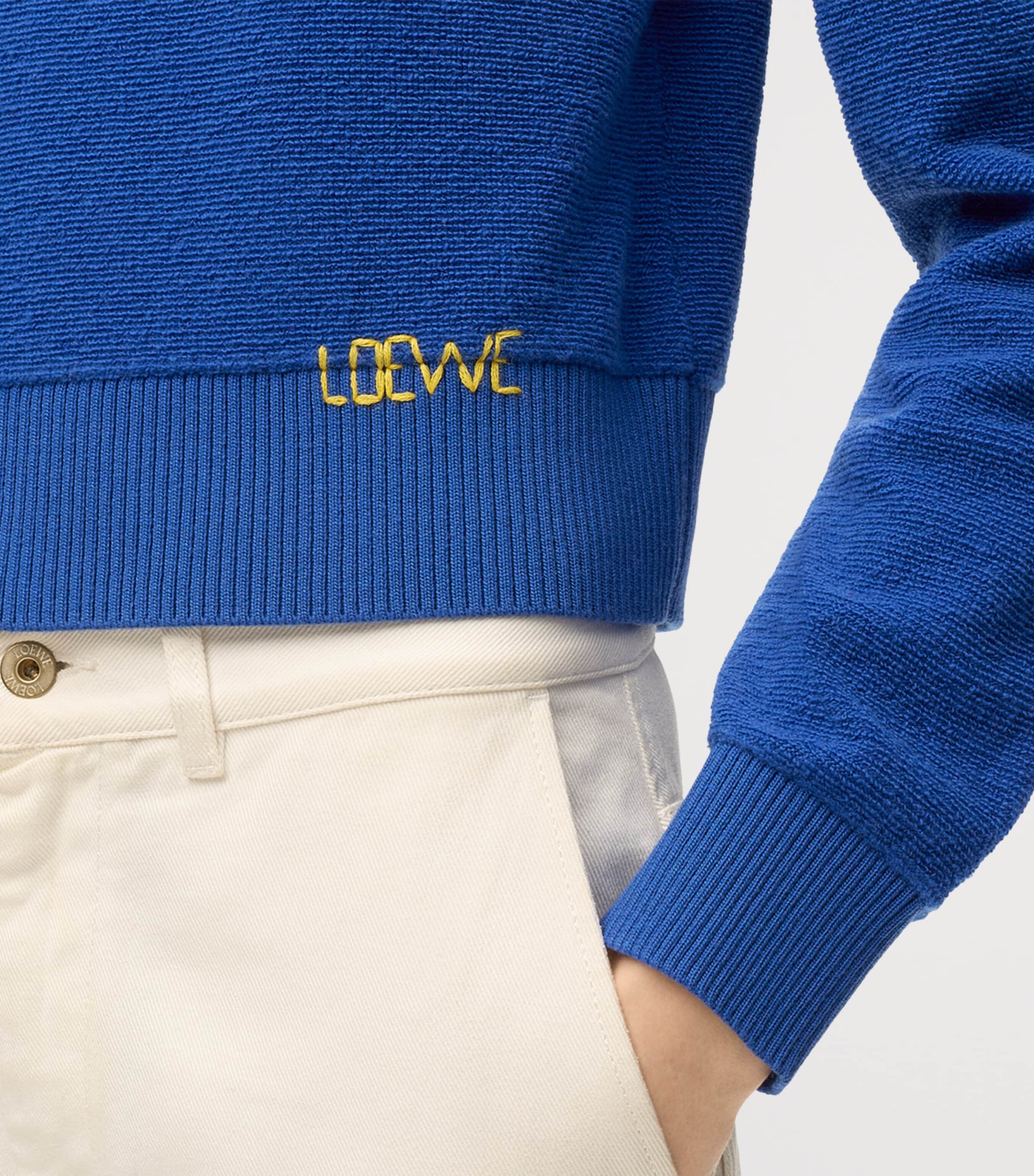 LOEWE Womens Wool-Blend Embroidered Sweater Indigo Blue Image 5