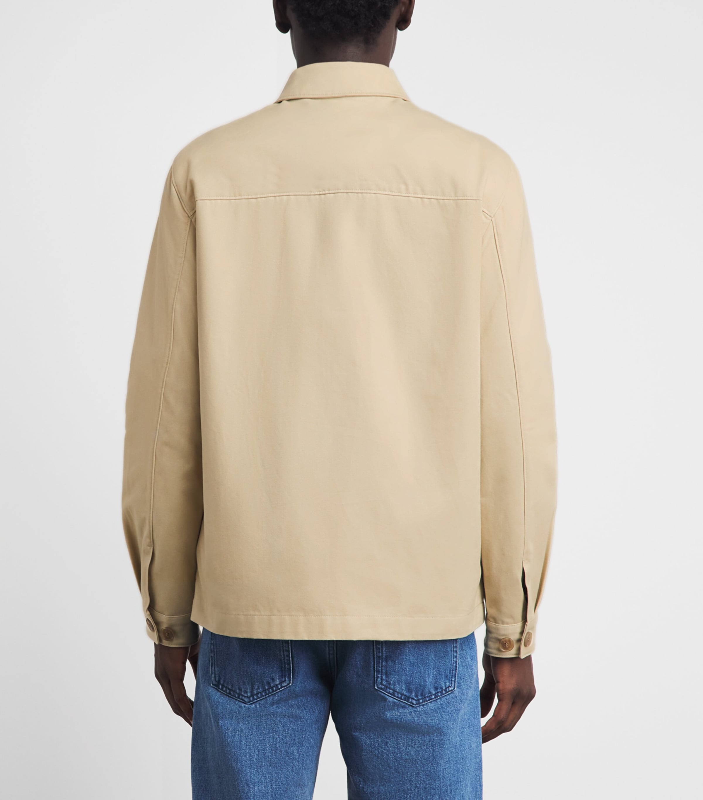 Sunspel Mens Cotton Drill Chore Jacket Light Stone Image 5