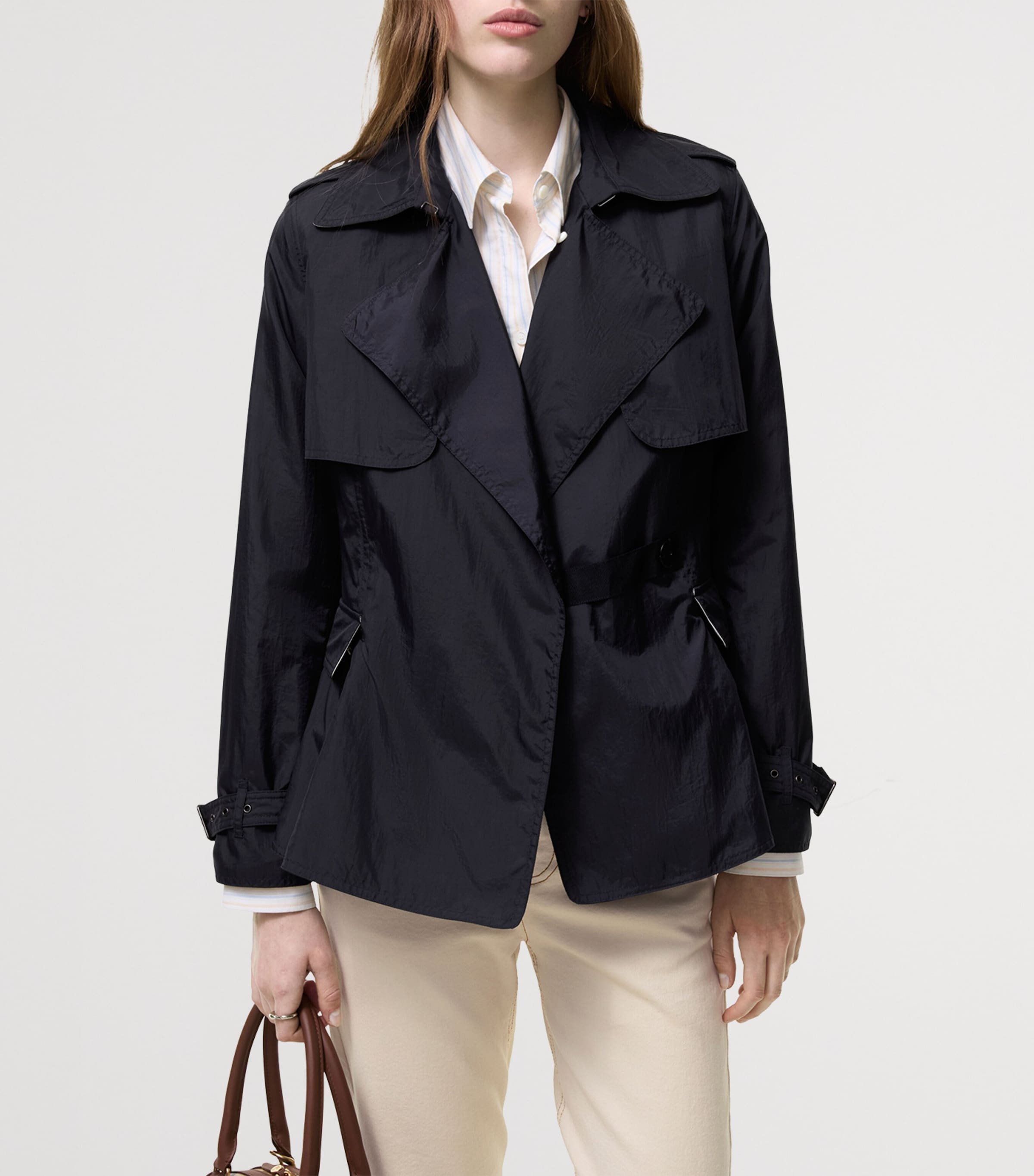 Burberry Womens Pembury Trench Jacket Navy Image 3