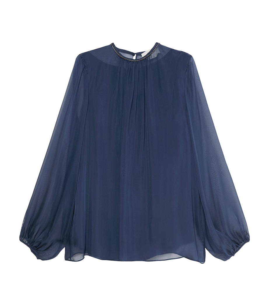Marina Rinaldi Womens Silk Chiffon Blouse Navy Image 1