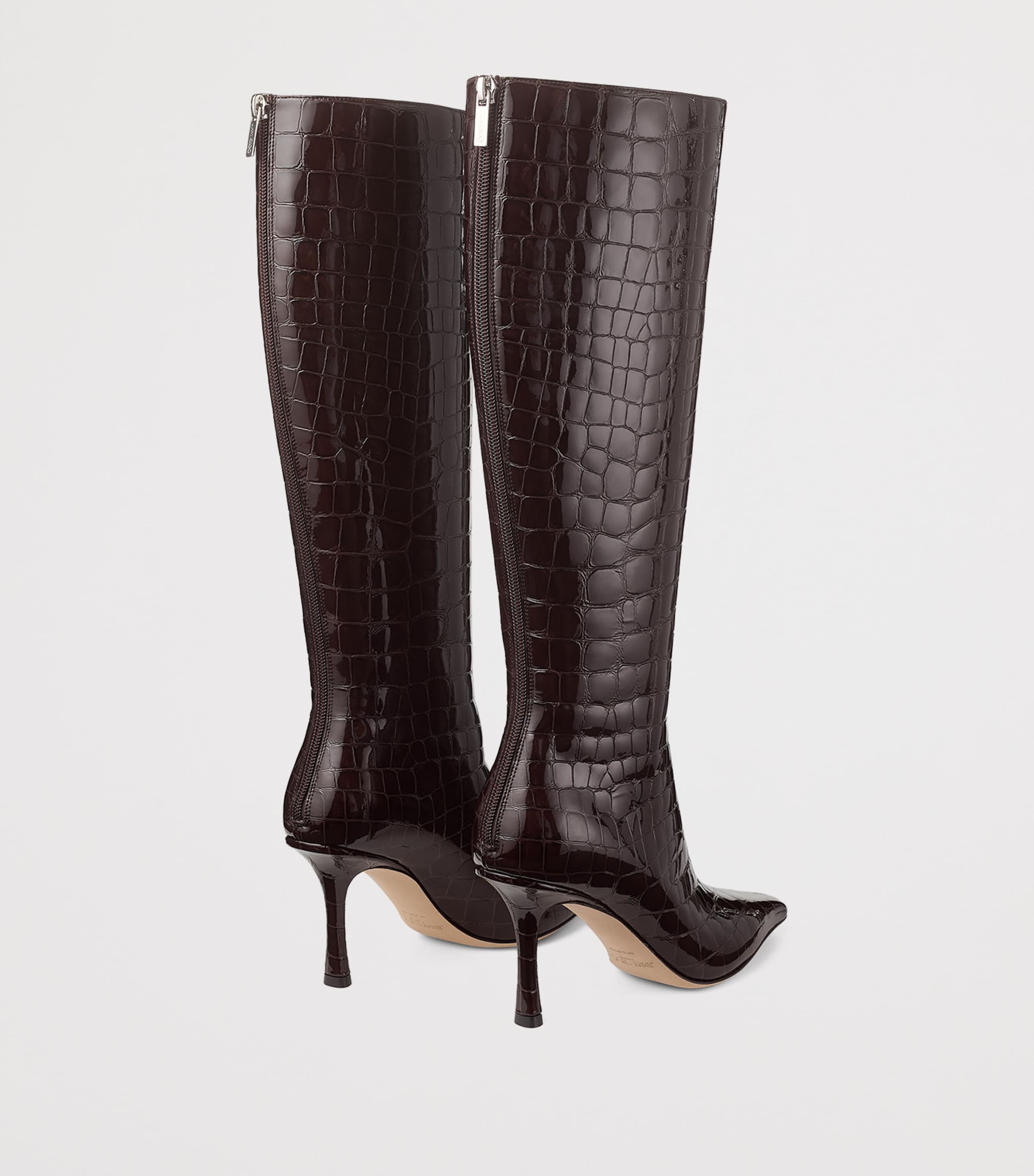Agathe 85 Leather Croc-Embossed Knee-High Boots SAMBUCO Image 3