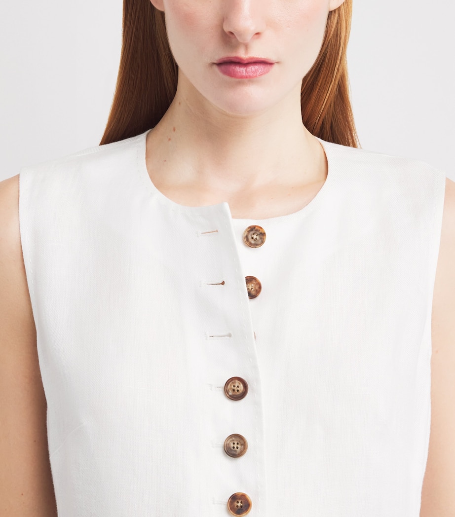 Lafayette 148 Womens Linen Sleeveless Maxi Dress White Image 4