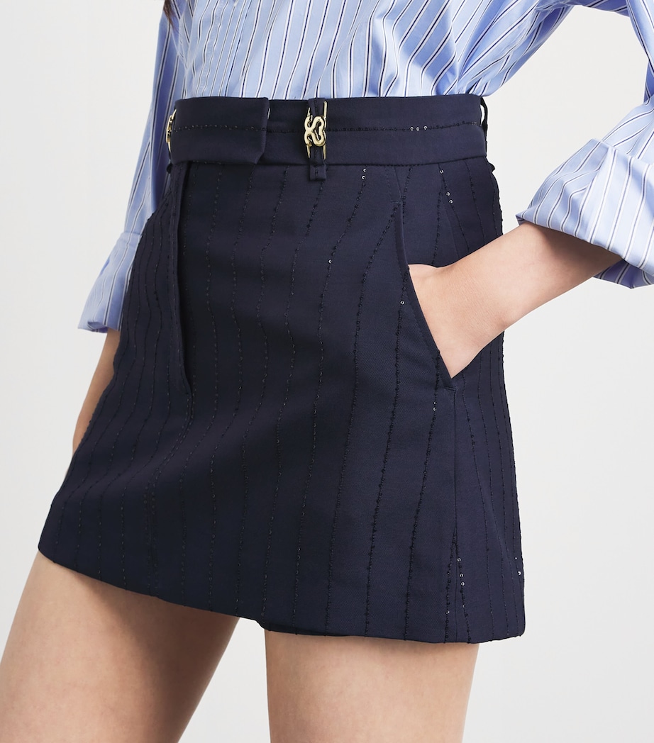 Sandro Paris Womens Sequinned Mini Skort Dark Navy Image 3