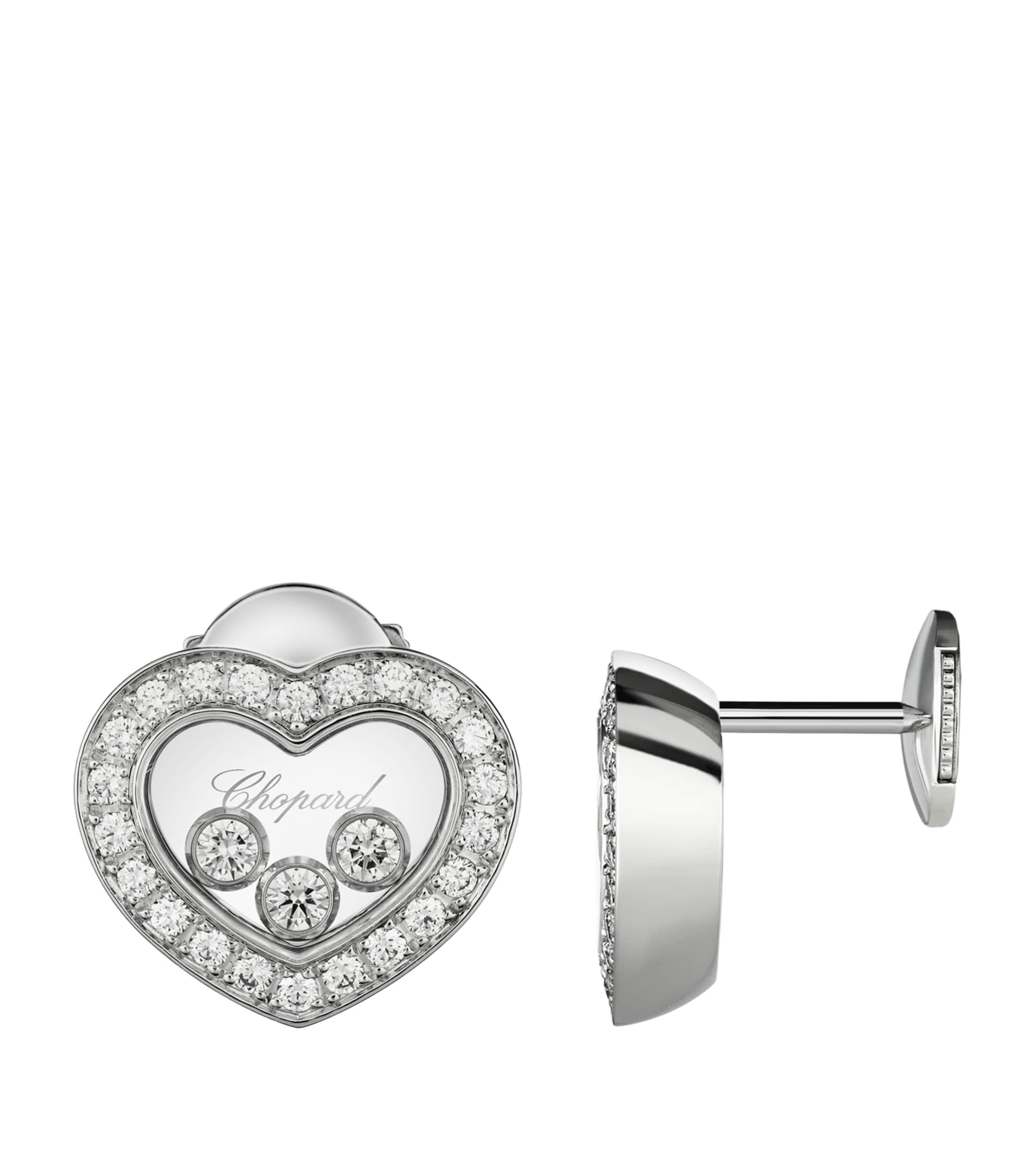 White Gold and Diamond Happy Diamonds Stud Earrings 18K WHITE GOLD Image 4