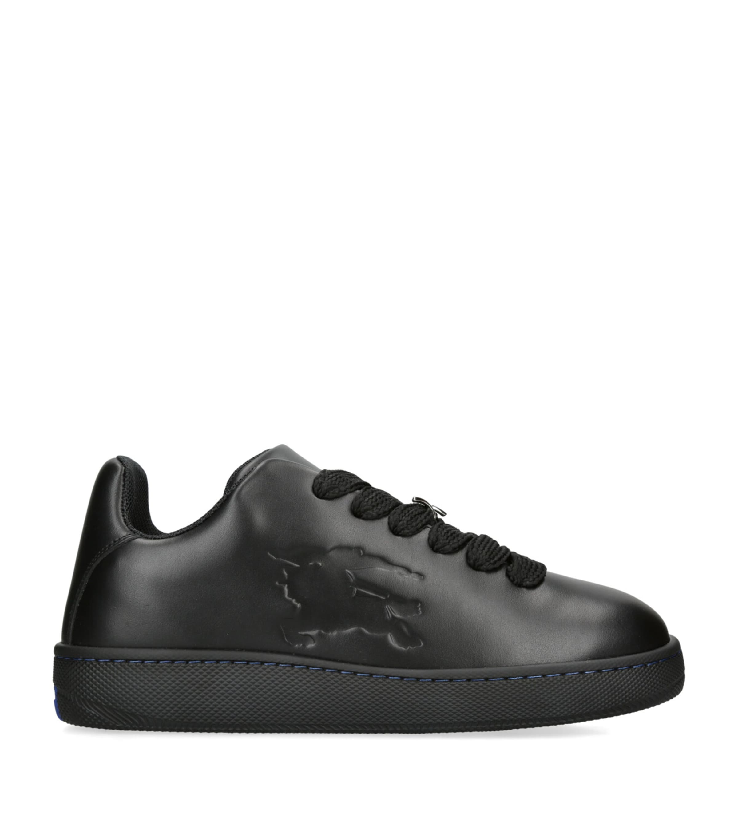 Shop Burberry Leather Embossed Box Sneakers In Black