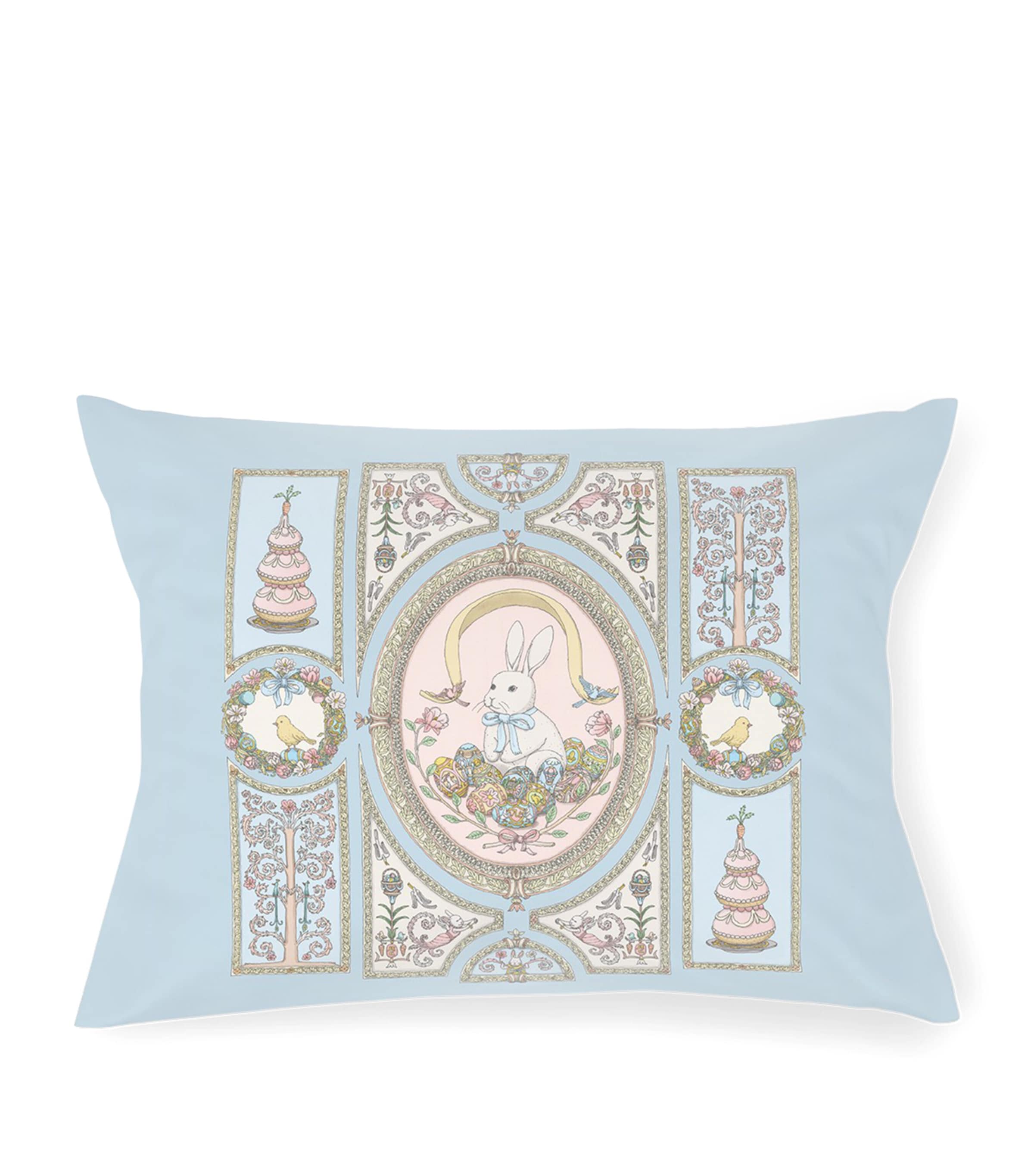 Atelier Choux Organic Cotton Spring Bunny Cushion (40cm x 30cm) Blue Image 2