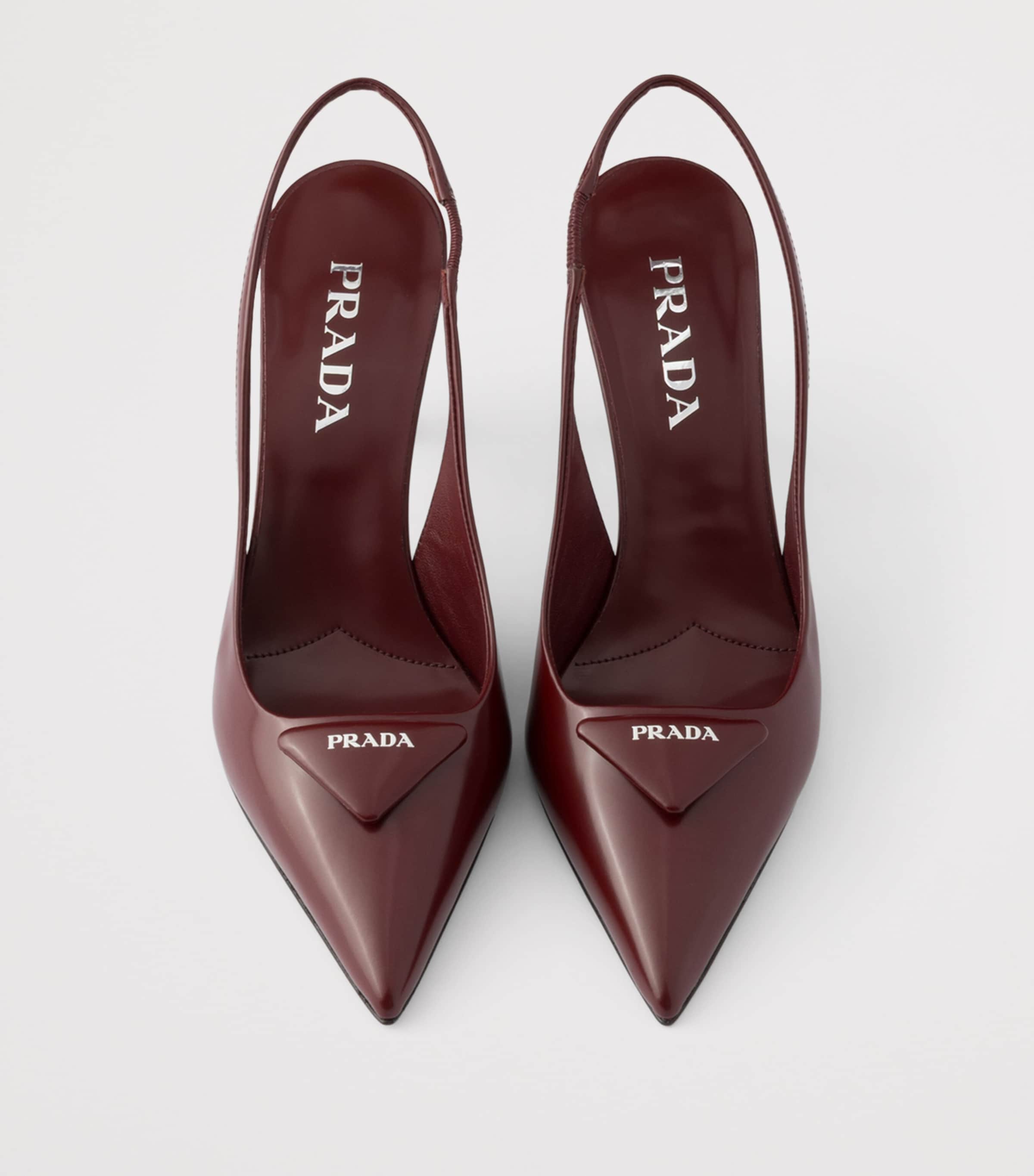 Prada Brushed Leather Slingback Pumps 75 Red Image 3
