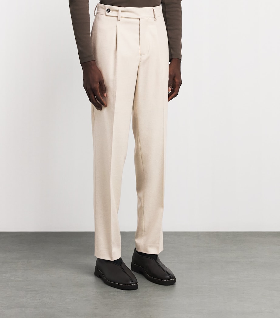 Colombo Mens Cashmere Pleated Straight Trousers Natural White Image 4