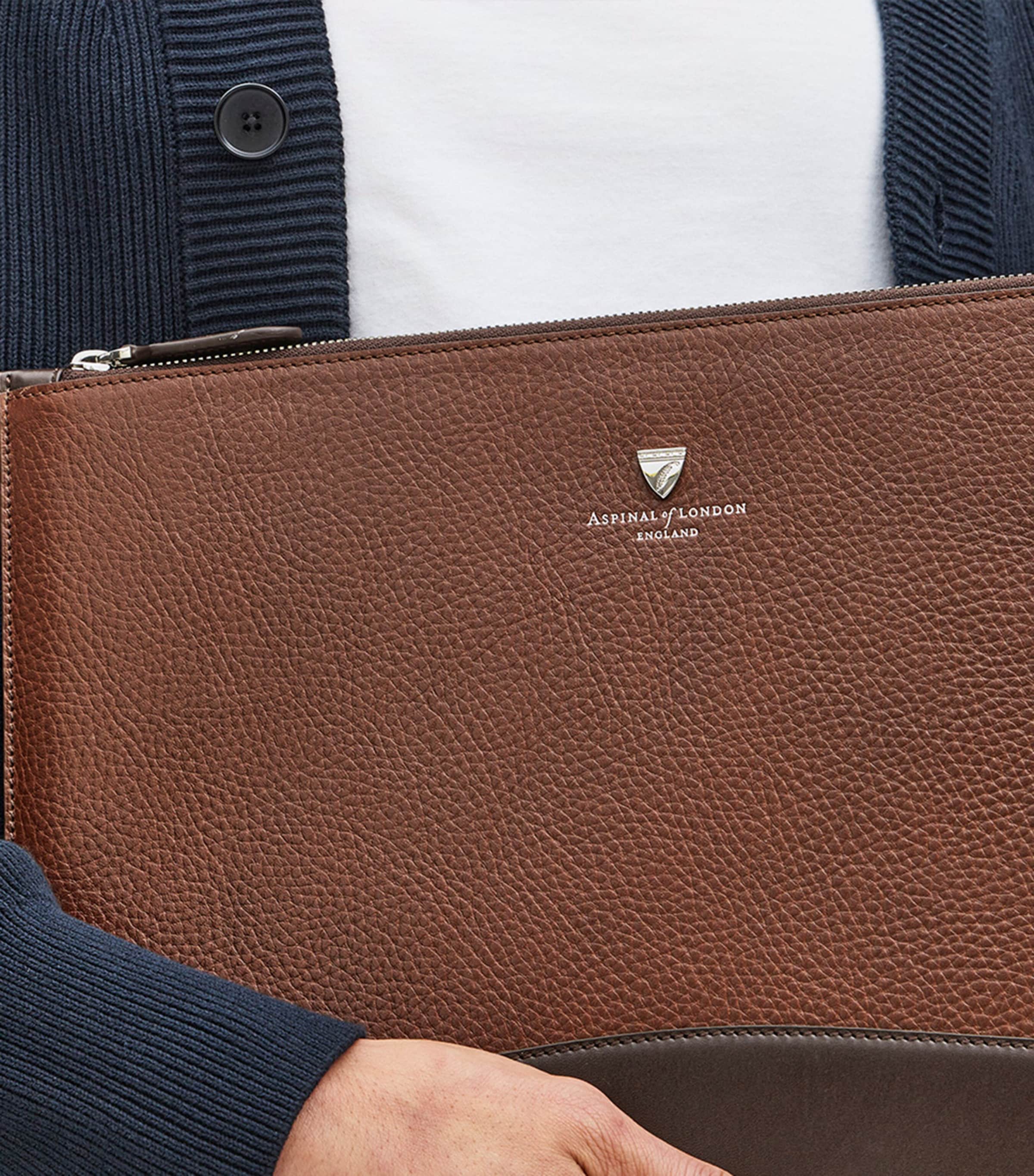 Leather Mount Street Laptop Case TOBACCO Image 5