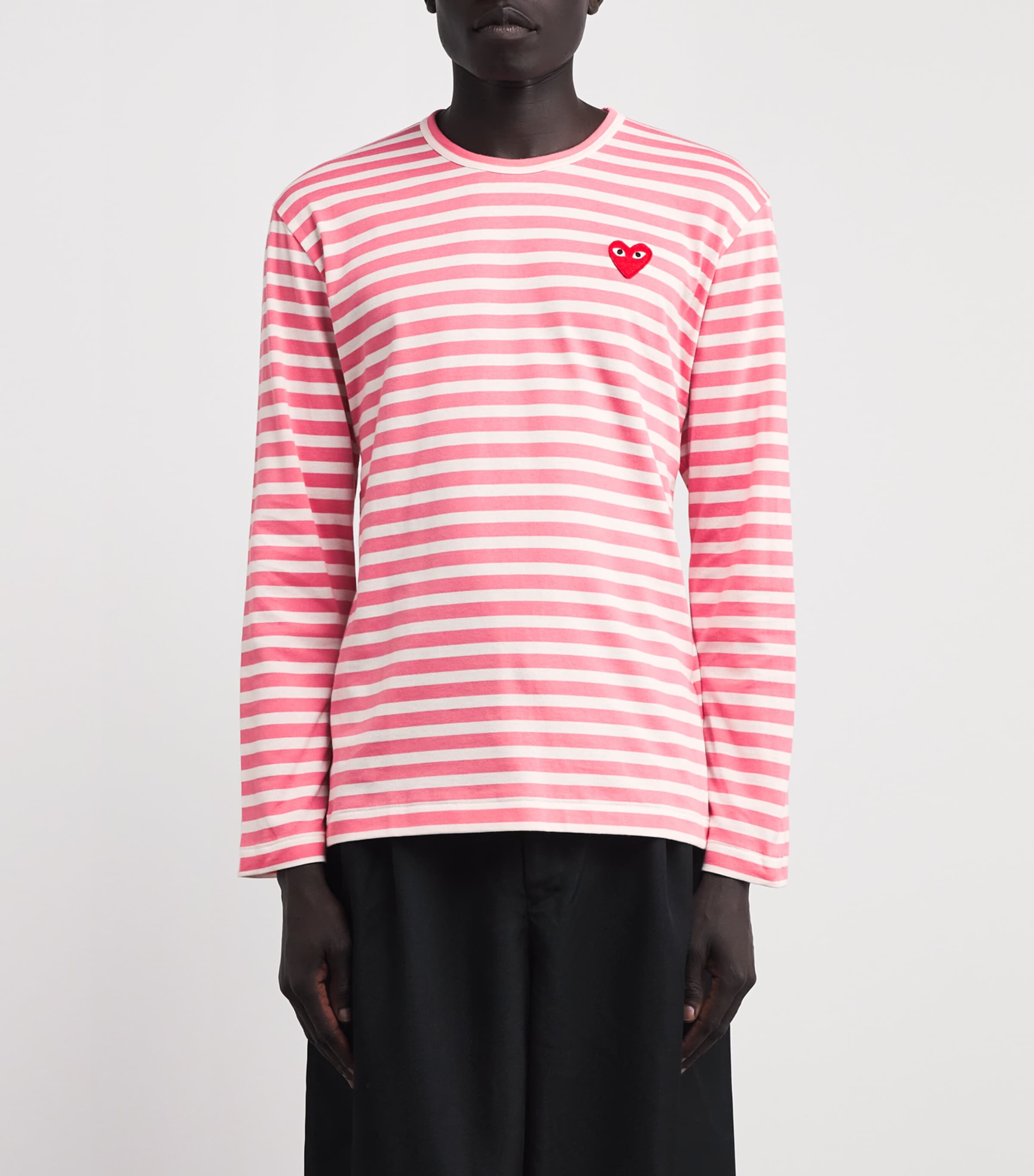 Comme Des Garçons Play Red Heart Logo Striped T-Shirt | Harrods US