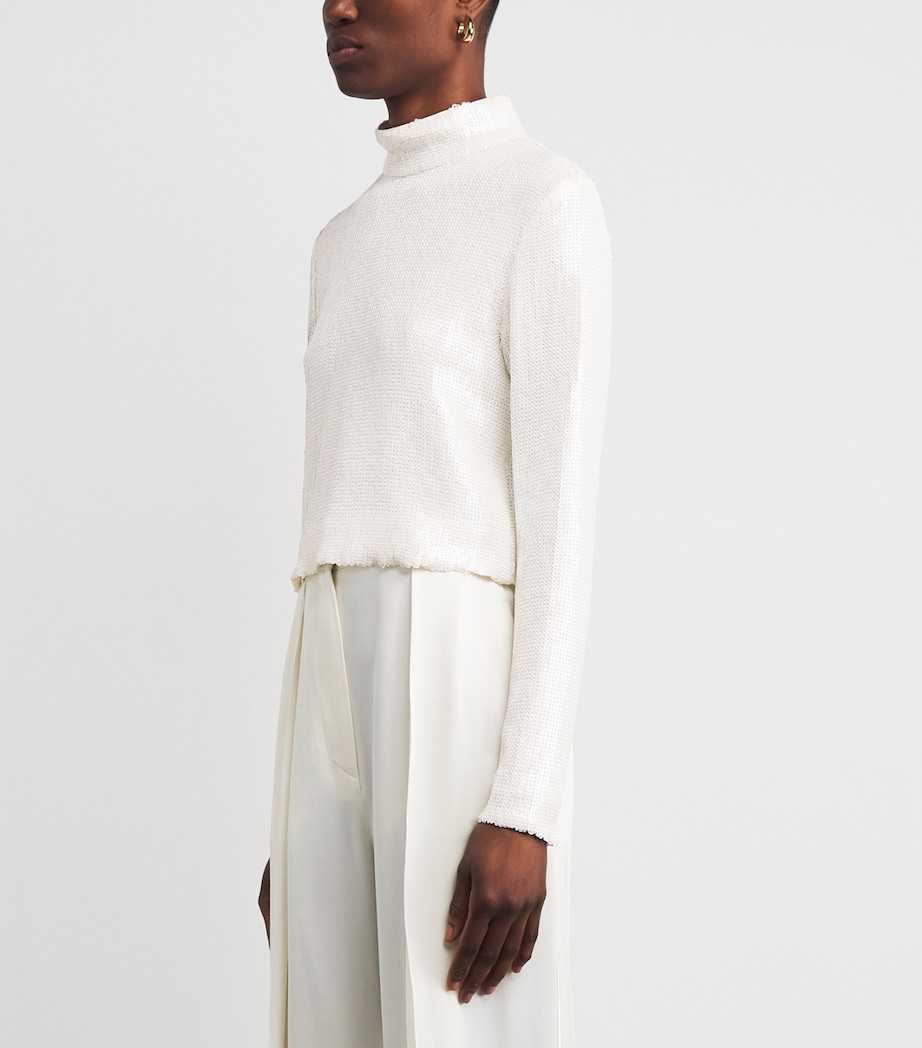 Long-Sleeve Sequin Top CREAM Image 3