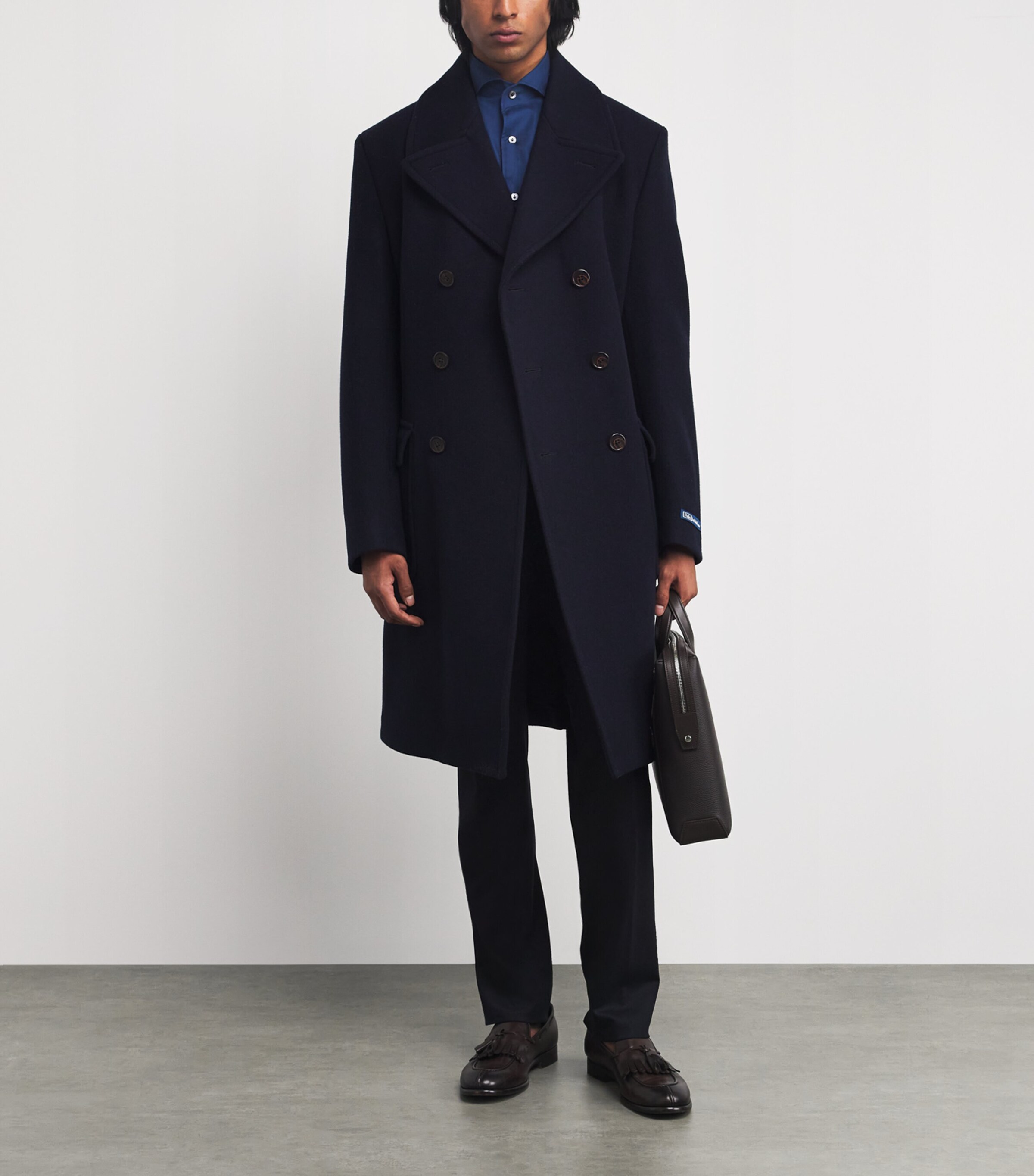 Cotton Herringbone Shirt NAVY Image 2