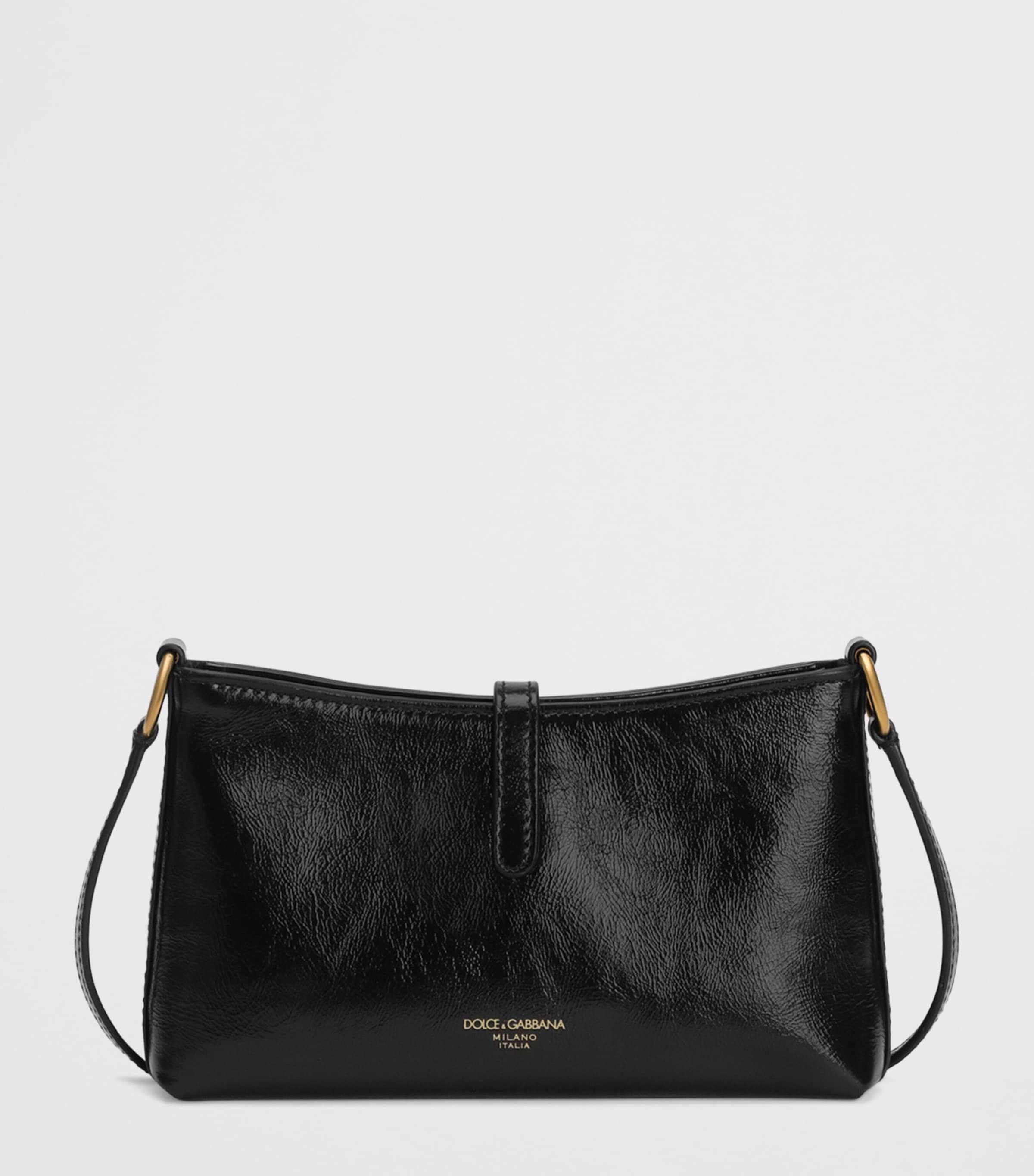Calfskin Lock Shoulder Bag 80999-BLACK Image 3