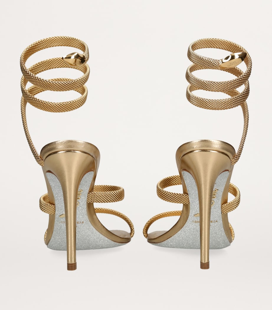 Leather Serpent Heeled Sandals 105 GOLD Image 3