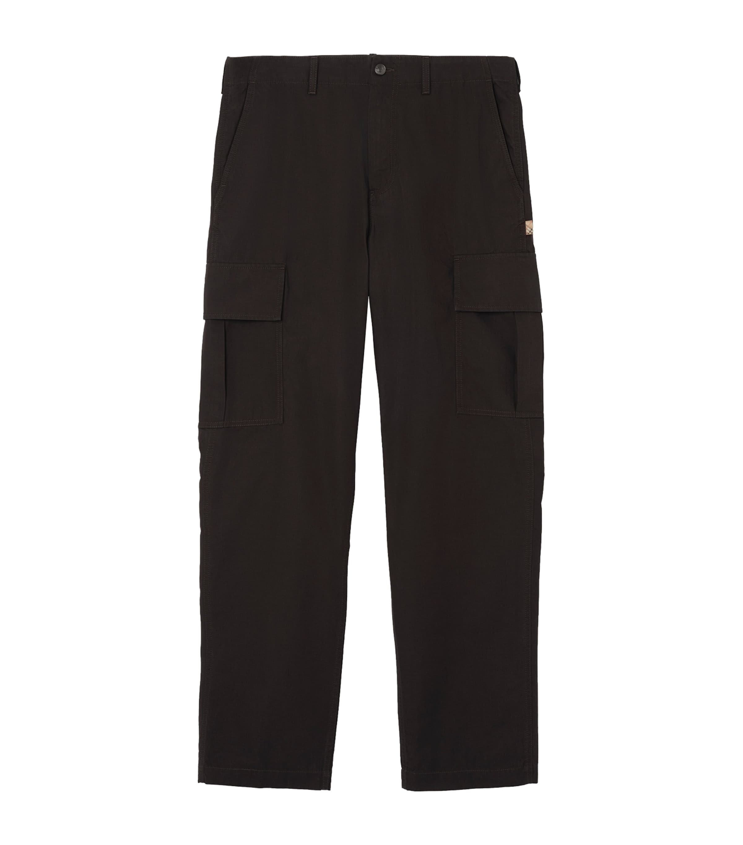 Burberry Mens Cotton Cargo Trousers Chocolate Brown Image 1