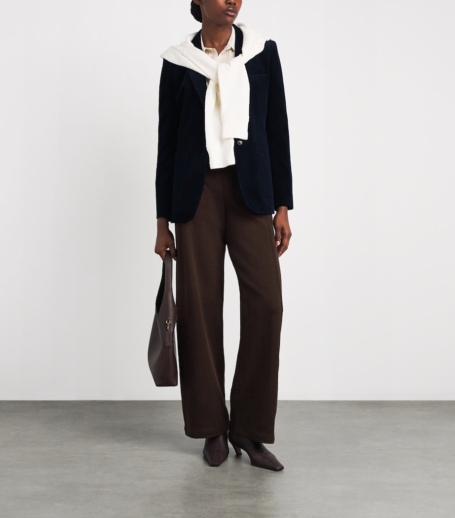 ME+EM Womens Corduroy Sharp Shoulder Blazer Navy Blue Image 2