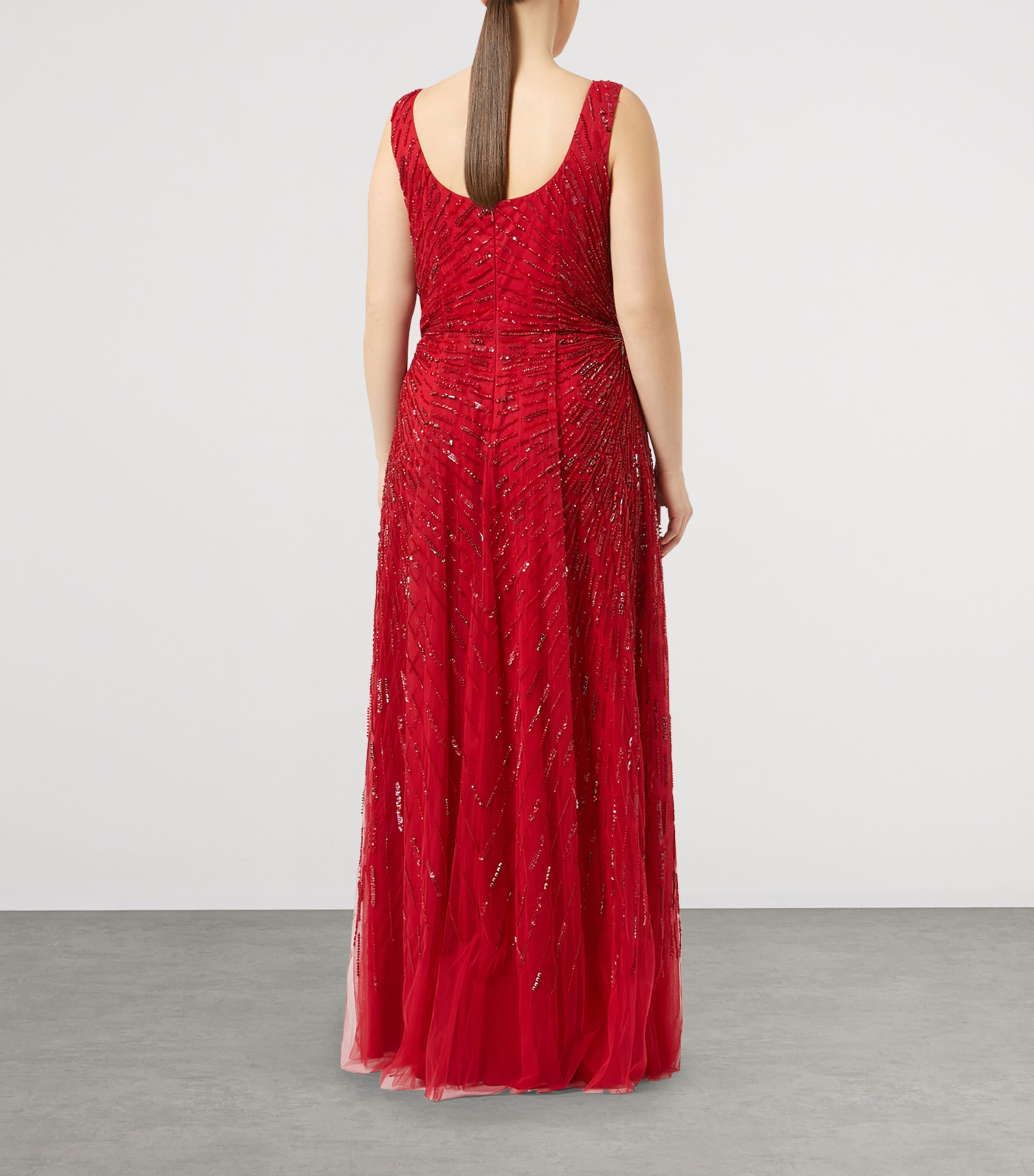 Tulle Embellished Maxi Dress RED Image 3