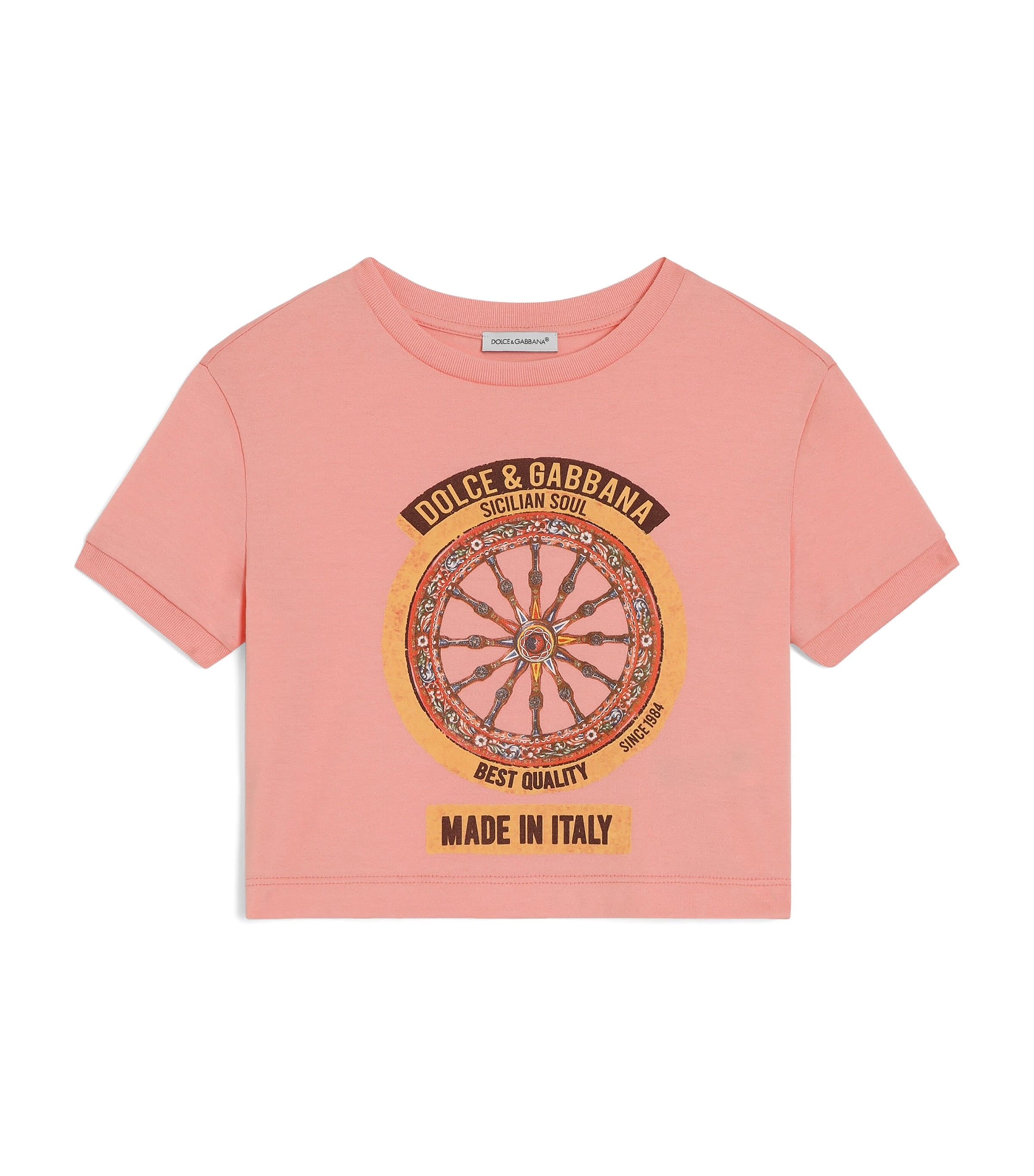 Dolce&Gabbana Kids Sicilian Soul T-Shirt (8-12+ Years) Dark Pill Rose Image 1