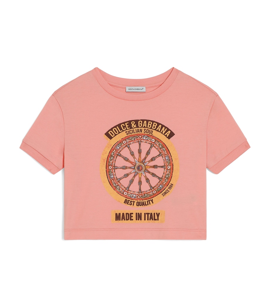 Dolce&Gabbana Kids Sicilian Soul T-Shirt (8-12+ Years) Dark Pill Rose Image 1