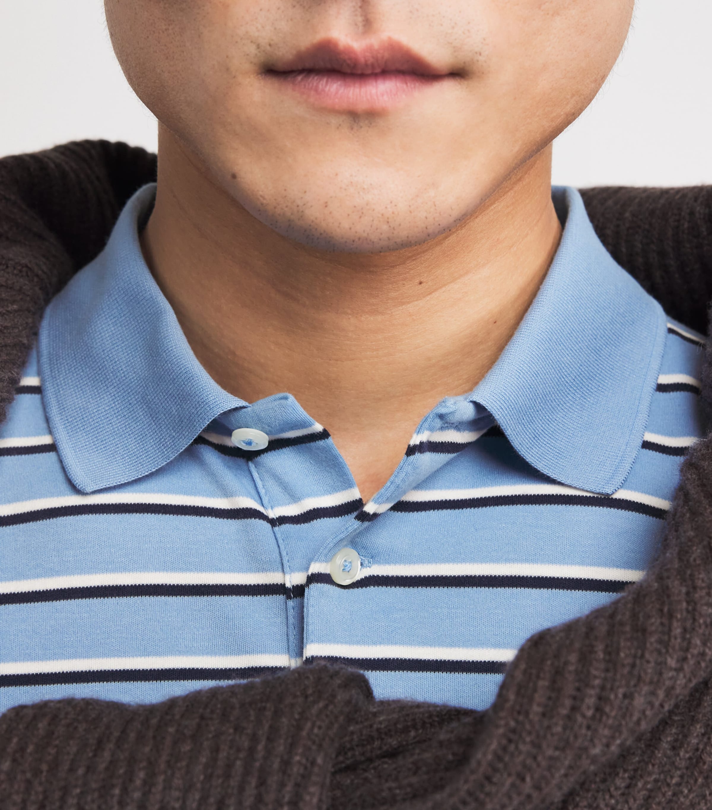 Pima Cotton Stripe Slim Polo Shirt SKY BLUE MULTI Image 6