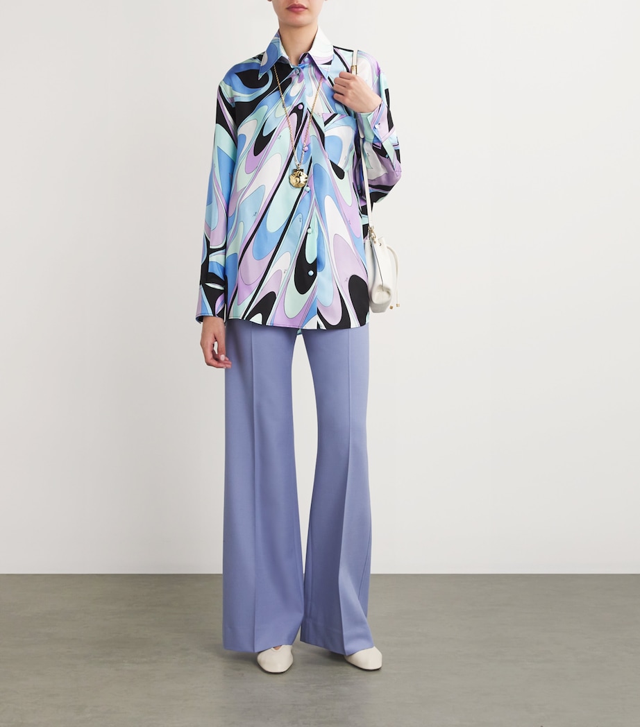 PUCCI Womens Silk Printed Shirt Celeste Image 2