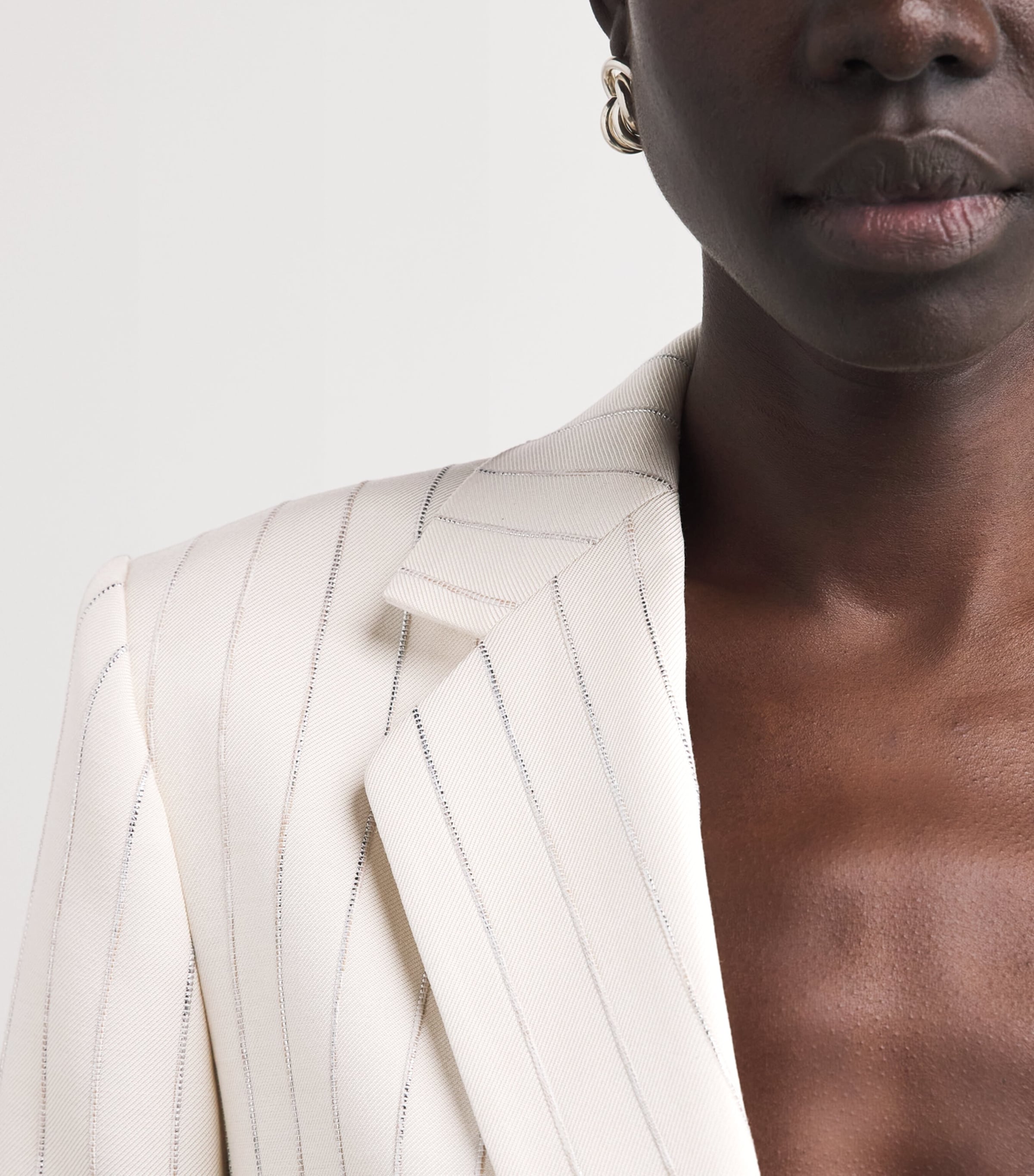 Sequinned Stripe Blazer ECRU / SILVER Image 3