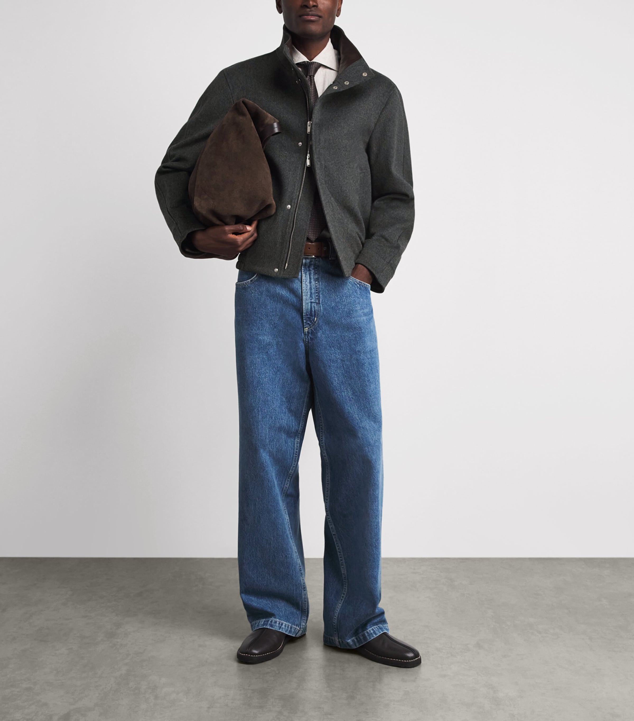 Lardini Mens Virgin Wool High Neck Jacket Dark Grey Image 2