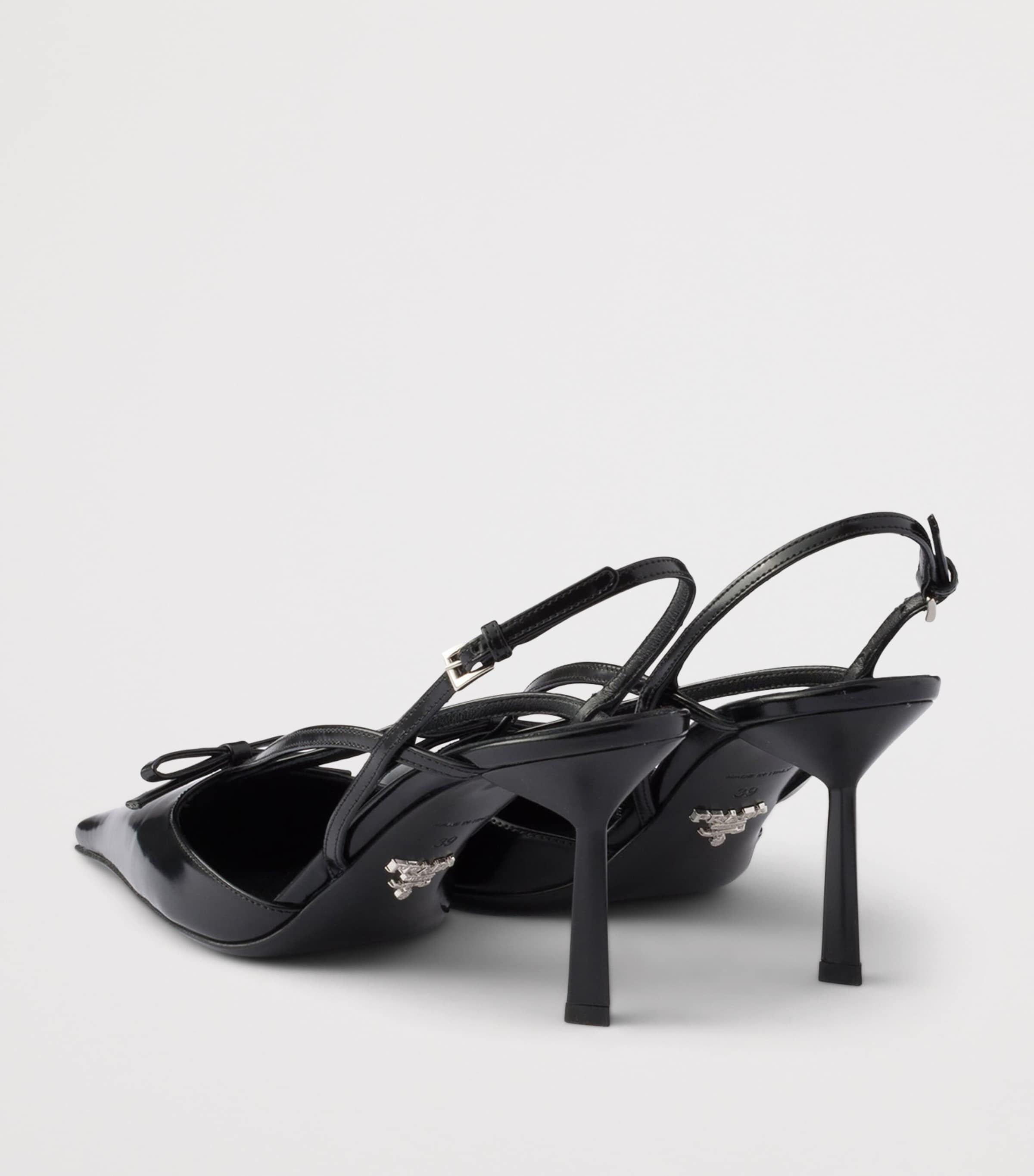 Prada Brushed Leather Slingback Pumps 75 Black Image 4