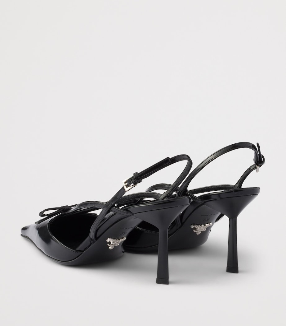 Prada Brushed Leather Slingback Pumps 75 Black Image 4