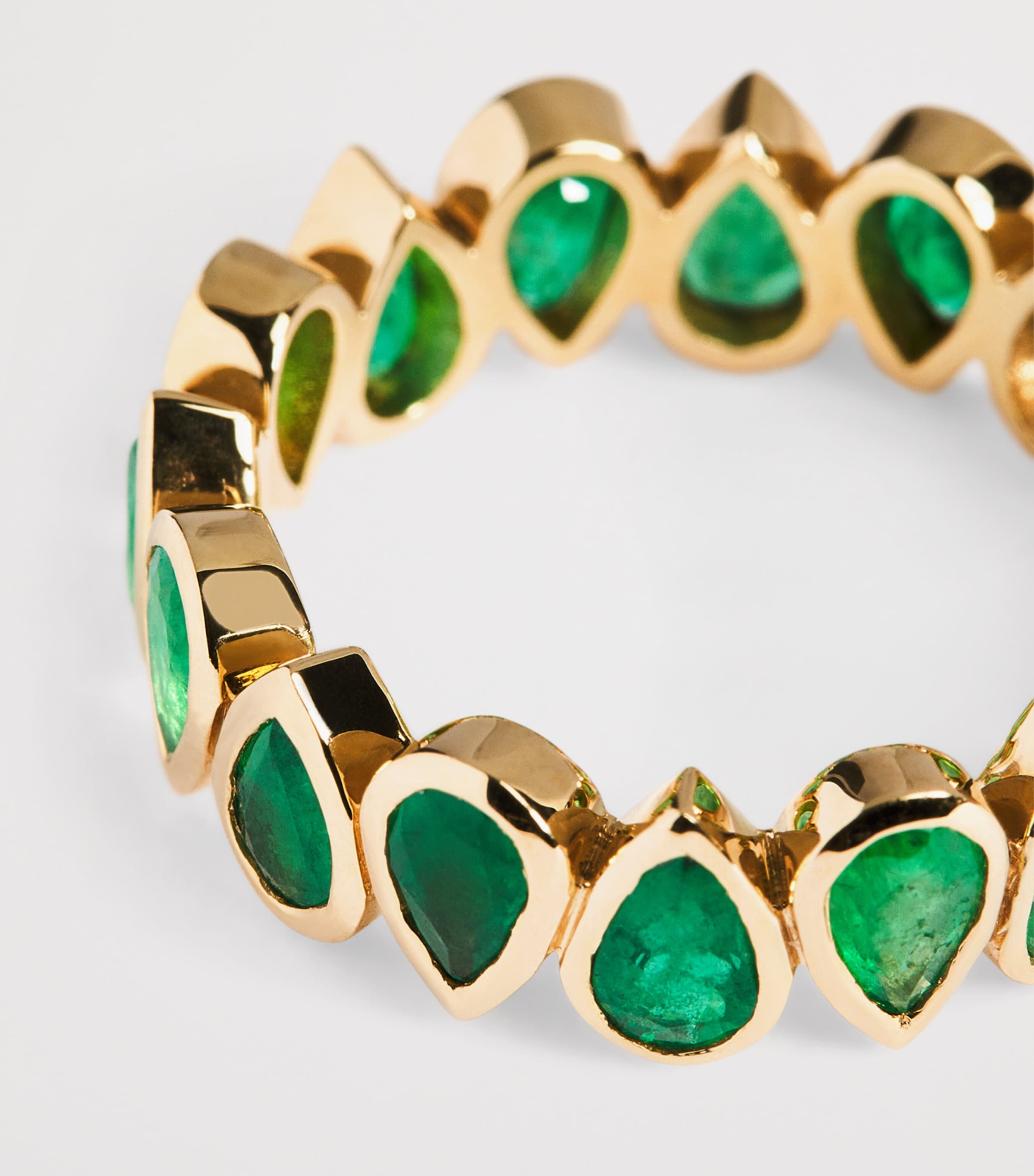 Yellow Gold, Diamond and Emerald Eternity Ring YELLOW GOLD Image 6