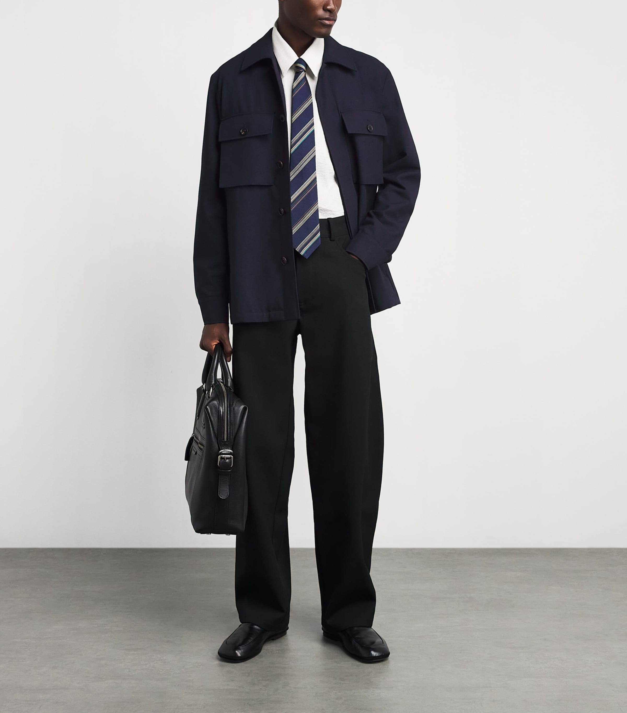 Paul Smith Mens Worsted Wool Overshirt Dark Navy Image 2