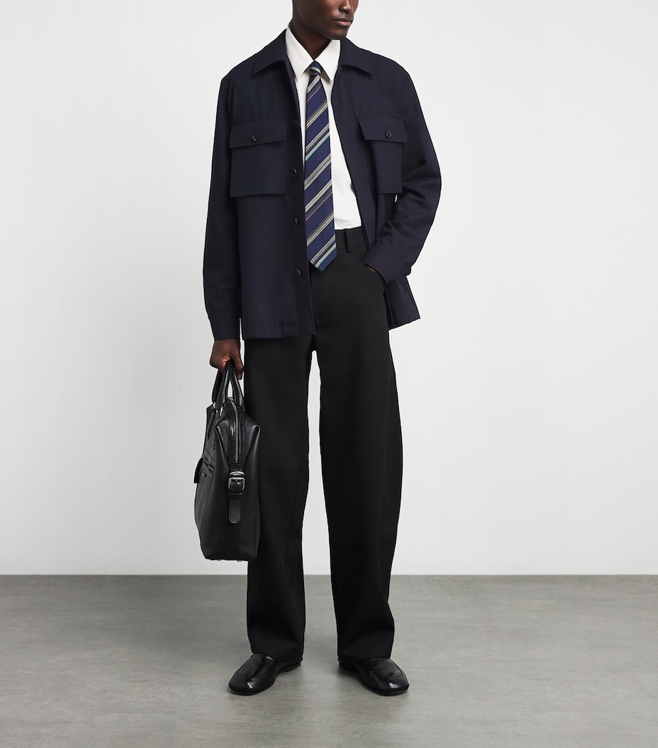 Paul Smith Mens Worsted Wool Overshirt Dark Navy Image 2